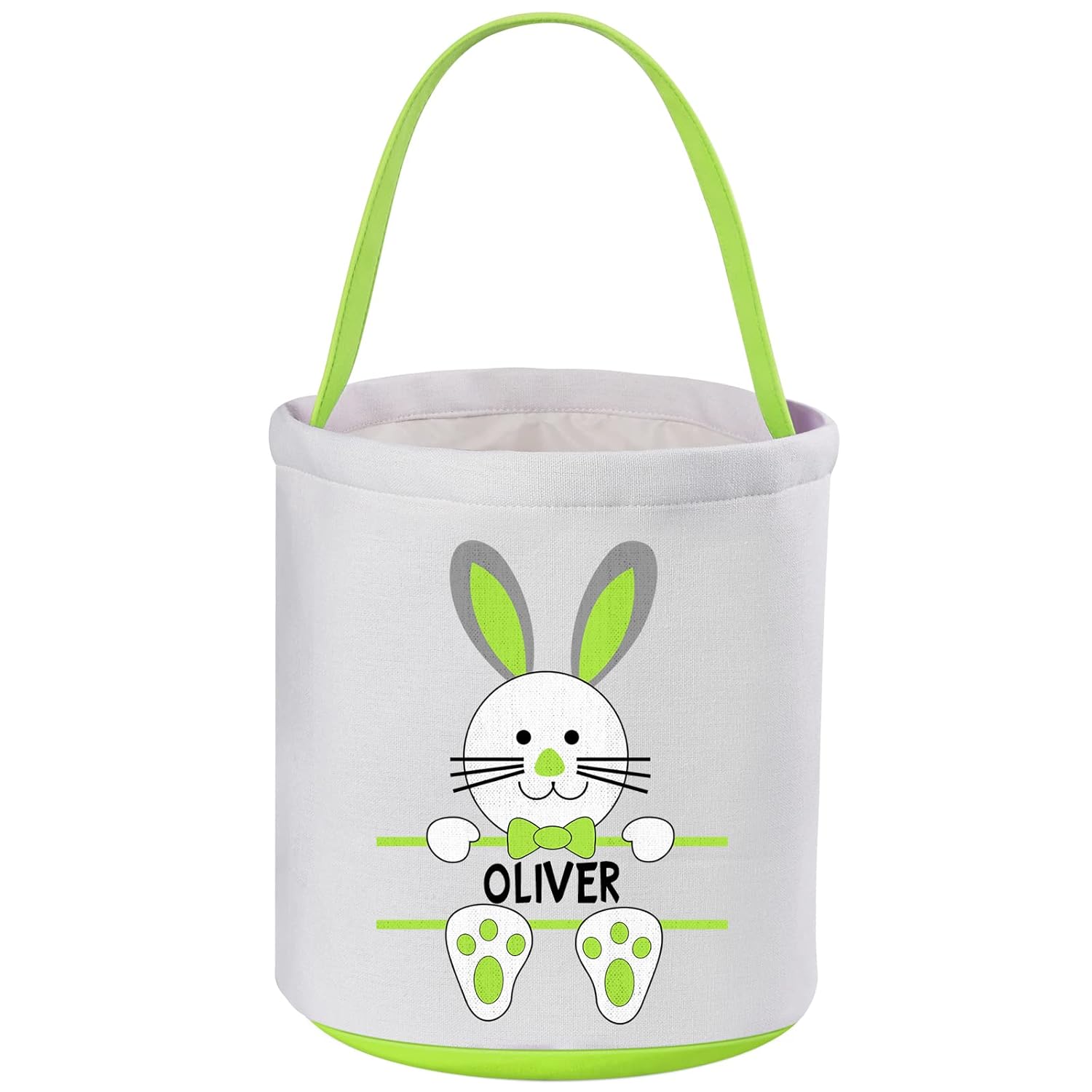 Personalized Easter Baskets, VAPCUFF Easter Basket for Kids Easter Gifts Easter Egg Hunt Bags for Girls Boys Personalized Easter Eggs Basket Easter Bunny Basket - Green