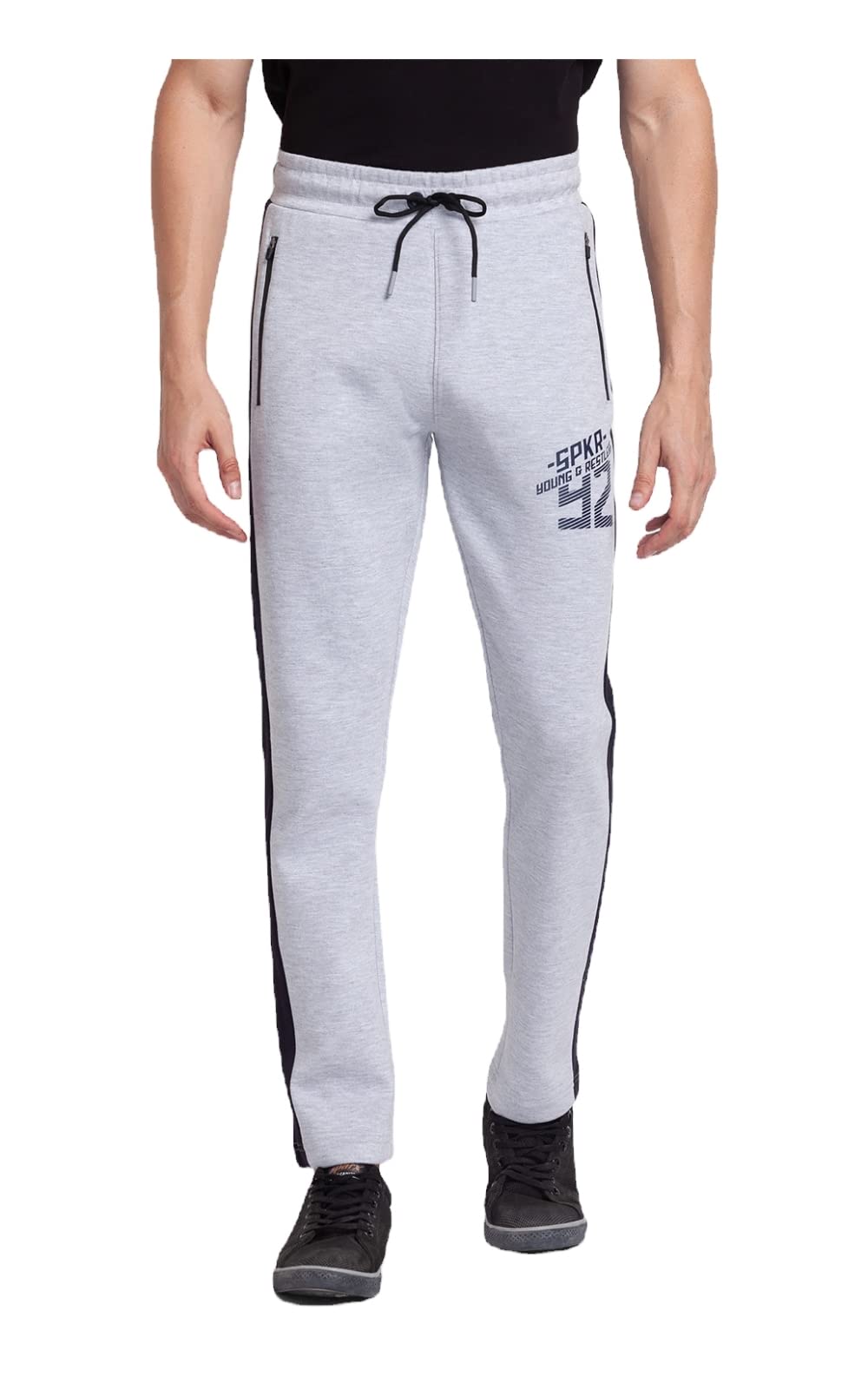 Spykar Blended Colourblocked Slim Fit Knit Track Pants for Men