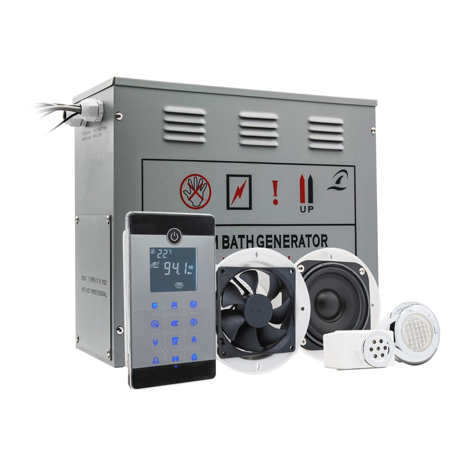 Piec do Sauny, Sauna grzejnik 9kW Czujnik temperatury Ustawienie czasu pary prysznic para łazienka sauna mosiężna auto odpływ IPX5 Wodoodporny pilot(VS-C090-9KW-BP)