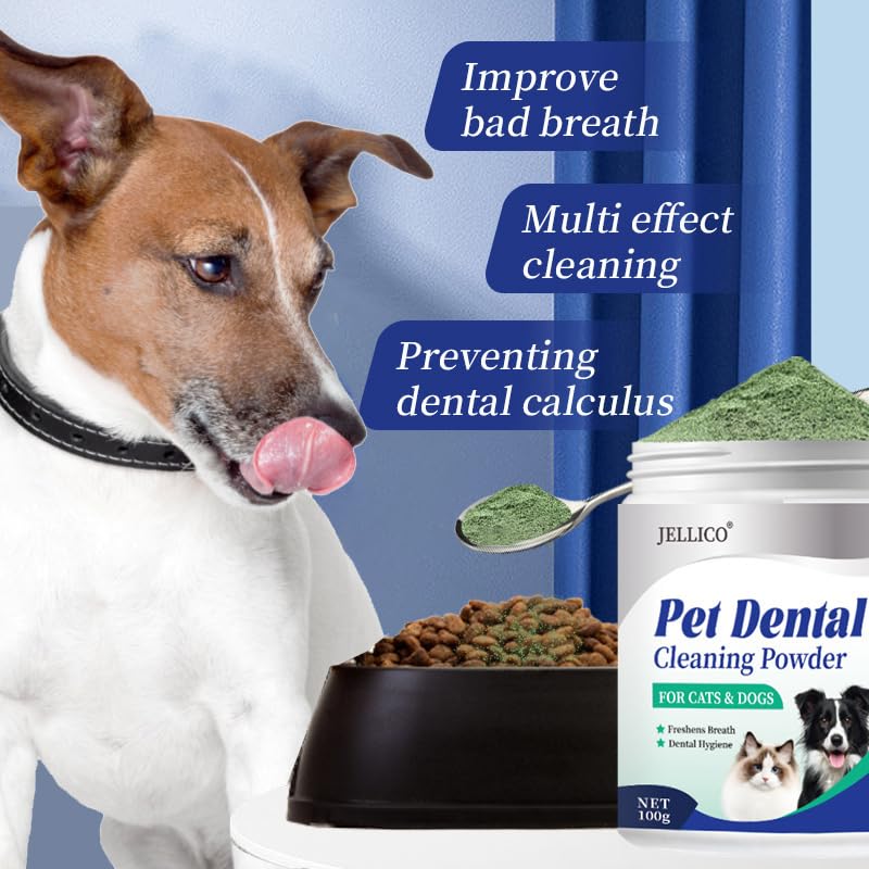 Dental Clean & Care Zahnpflege Pulver für Hunde & Katzen 100g – Effektive Zahnreinigung, gegen Mundgeruch, Zahnsteinentfernung, Dental Pulver für Hunde & Katzen, Zahnpflege Flocken für Hunde