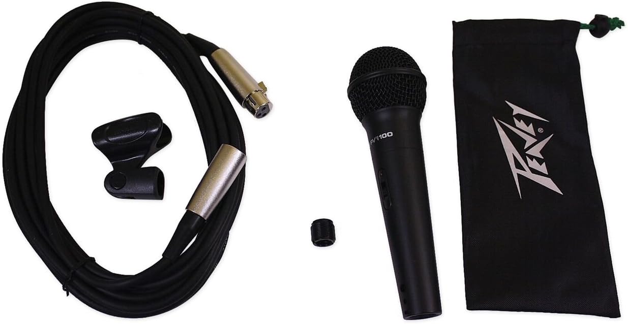 Peavey PVI100XLR Wired Dynamic Cardioid Vocal Microphone+Case+Mic Clip + Cable