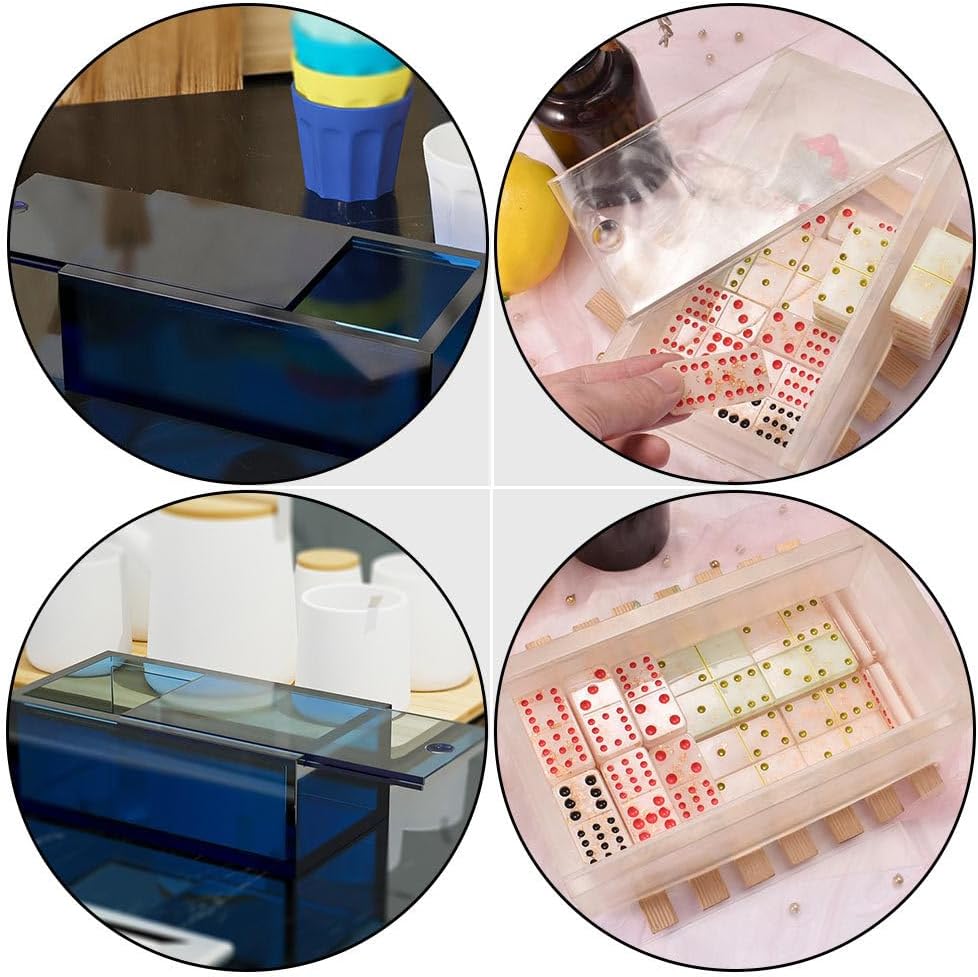 Resin Tissue Box Silicone Mold Set - Large Rectangle Storage Box Epoxy Casting Mold with Lid for DIY Desktop Organizer Jewelry Case and Crafts