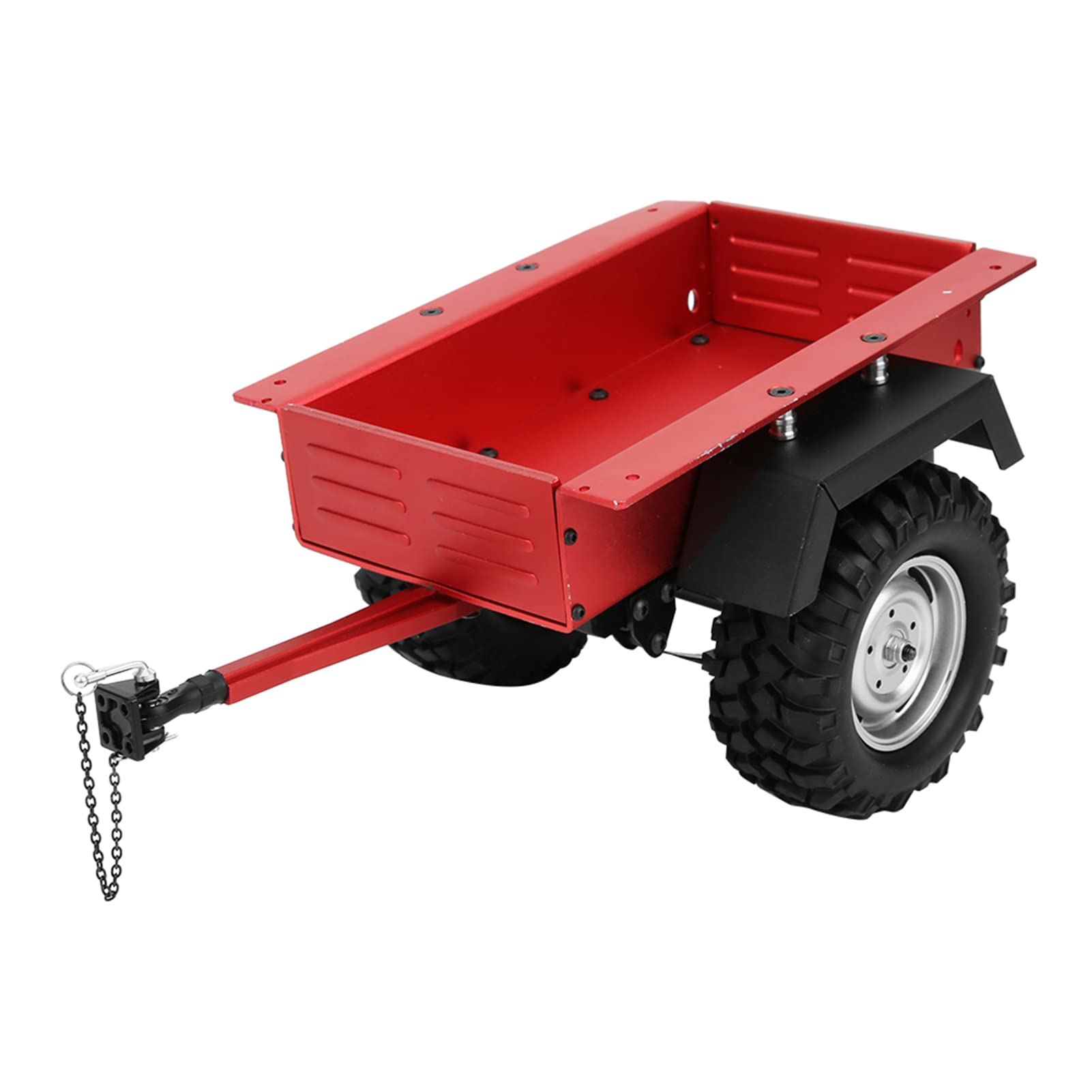 Baxnore RC Trailer Car Aluminum Alloy Highly Simulation Durable Metal Spring Suspension Rubber Tires for 1/10 SCX10 TRX4 TRX6 Redcat RC Cars Black Red (Red)