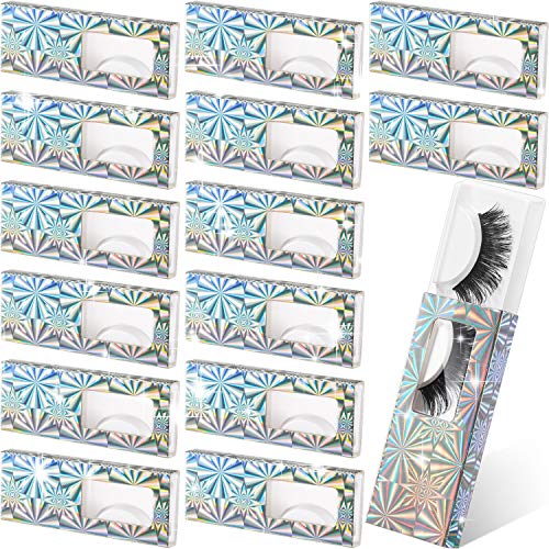 50 Pieces False Eyelash Storage Box 22mm Empty Eyelash Case Glitter Paper Eyelash Storage Box False Lashes Holder Storage Box with Lash Tray for Women Girls Makeup False Eyelashes Care