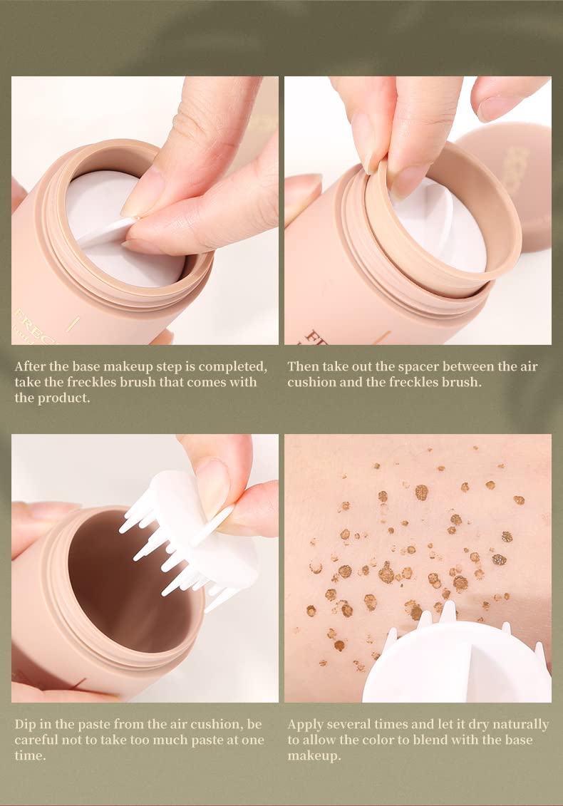 Go Ho Upgraded Freckle Stamp Pen Makeup,Magic Liquid Fake Freckles Air Cushion,Quick Drying Natural Looking Long Lasting Freckle Tattoo Sunkissed Face Makeup - Image 2