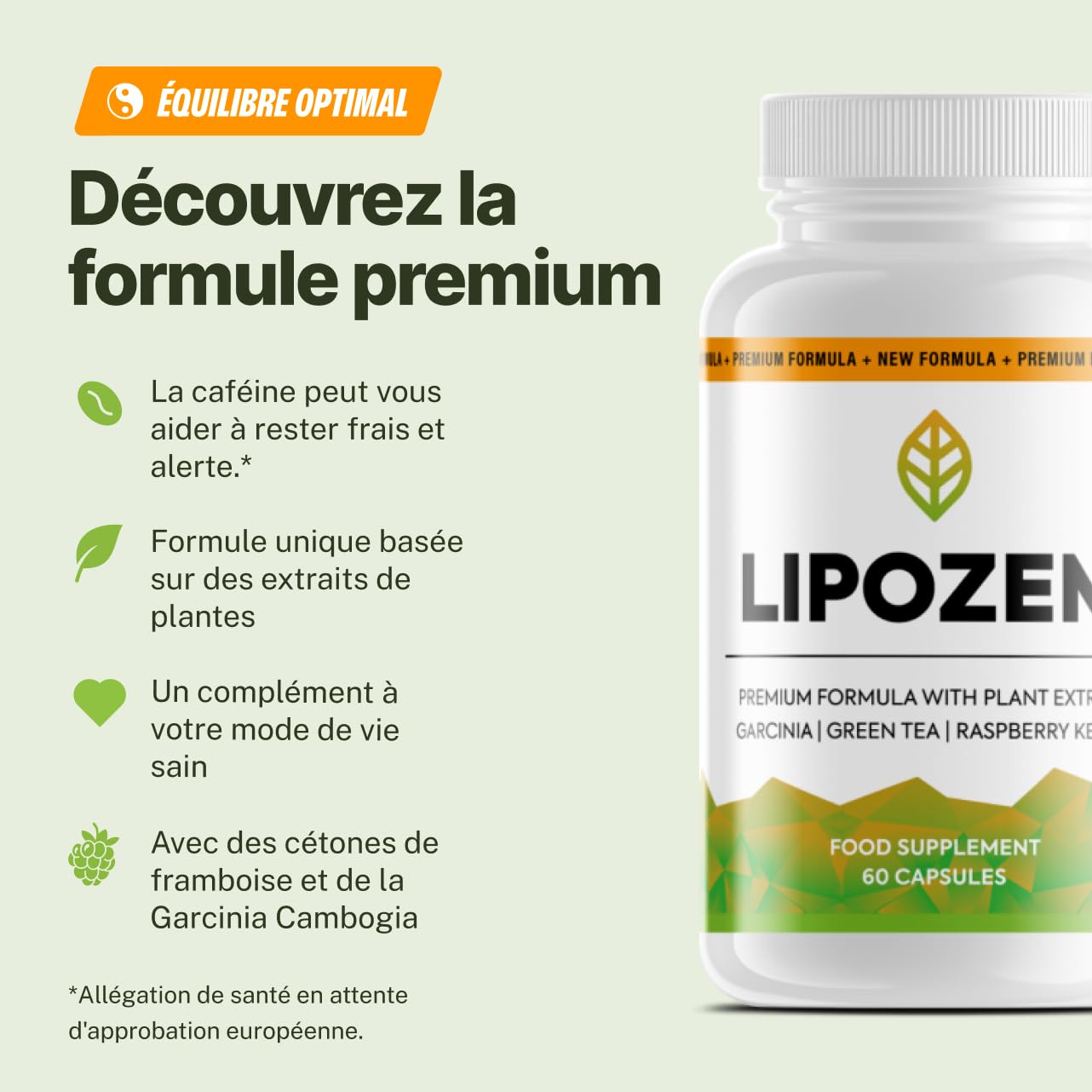 Lipozem Pflanzenextrakt-Supplement, Himbeer und Grüner Tee Extract, 60 Kapseln