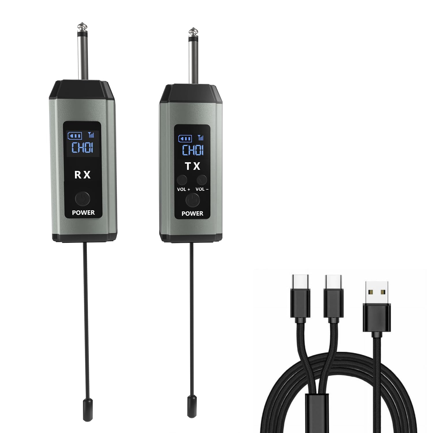 DIGIMORE Wireless Transmitter and Receiver| Upto 120Ft Range (~35M)| 5Hrs Battery Backup| Type-C Charge Support and <5ms Latency| for Wireless Musical Instruments, Recording Studios and DJ's (D-705)