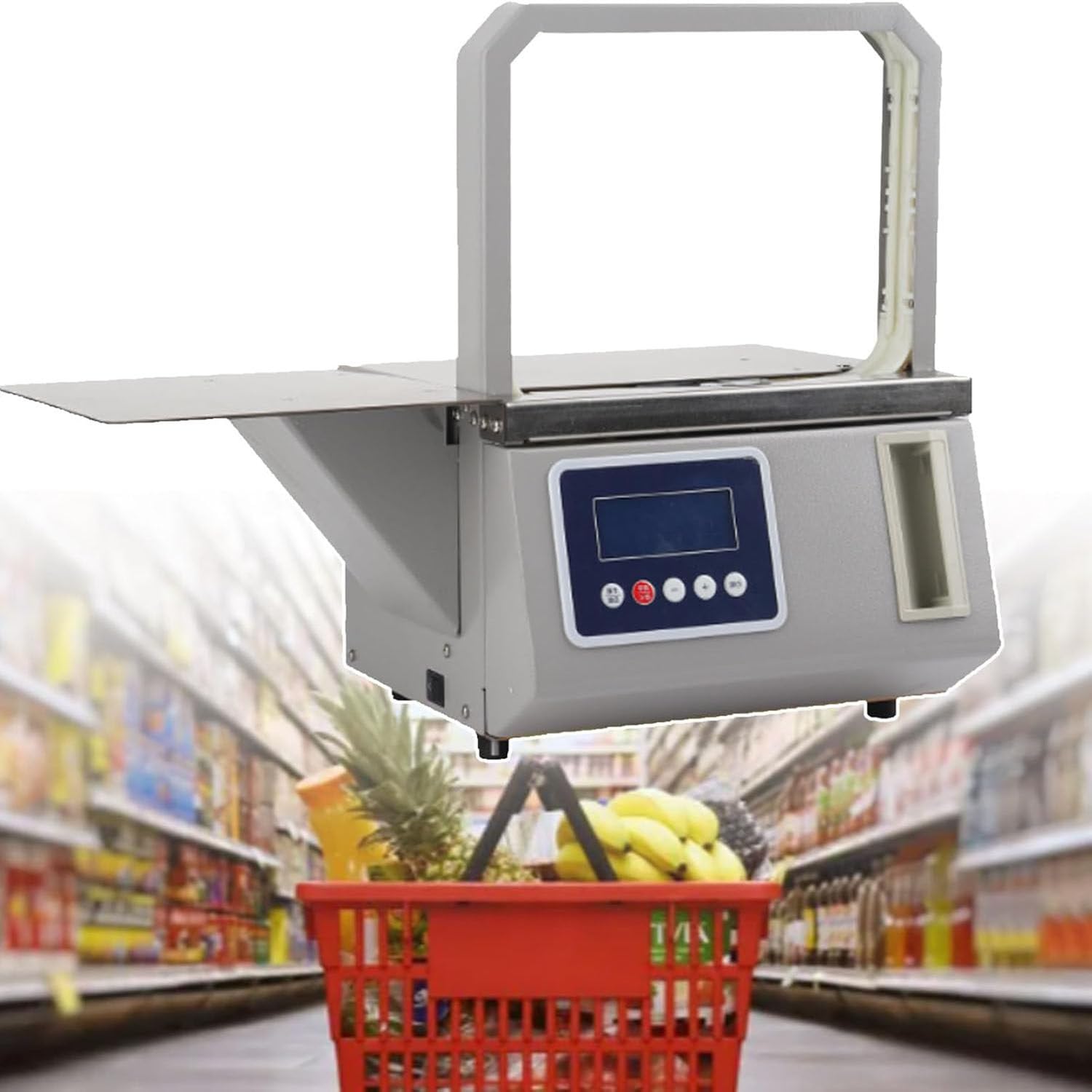 AYCDL Electric Supermarket Tape Tying Machine Vegetables Strapping Machine, Intelligent Induction Fast Binding Machine Two Working Modes