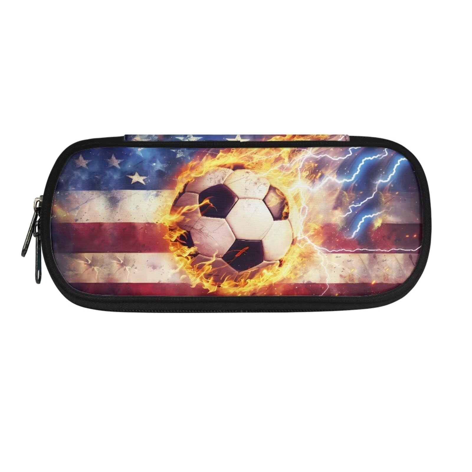 xixirimido American Flag Football Print Pencil Case Holder for Boys Girls Large Pen Pouch for Elementary Primary Supplies