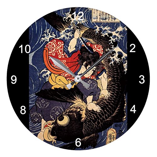 大迫力　歌川国芳　鬼若丸の鯉退治　壁掛け水晶画 展示品現品価格大迫力歌川国芳鬼若丸の鯉退治壁掛け水晶画