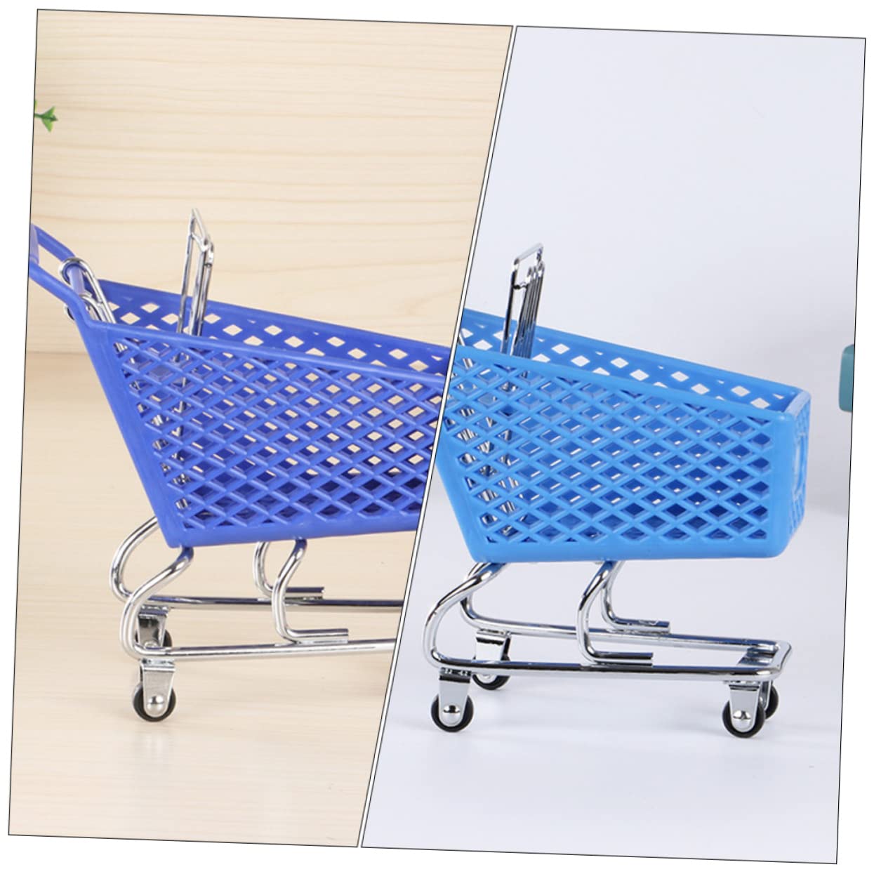 BESTonZON 2Pcs Miniature Shopping Cart Storage Baskets Decor for Desktop for Gadget Storage and Mini Home Decoration