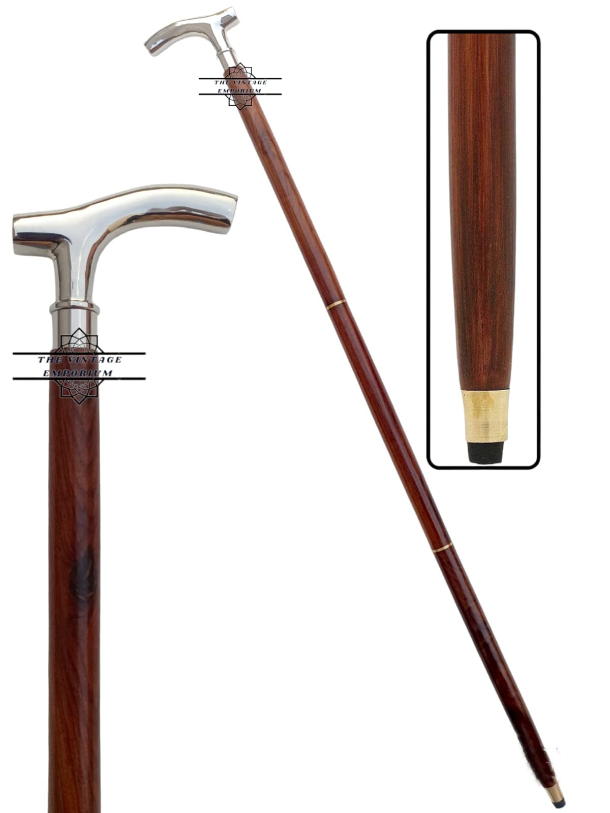 Brass Victorian Unique Style Handle, Collectible Palm Grip Wooden Walking Stick Cane for Unisex Gift by Evil HANDICRAFTS