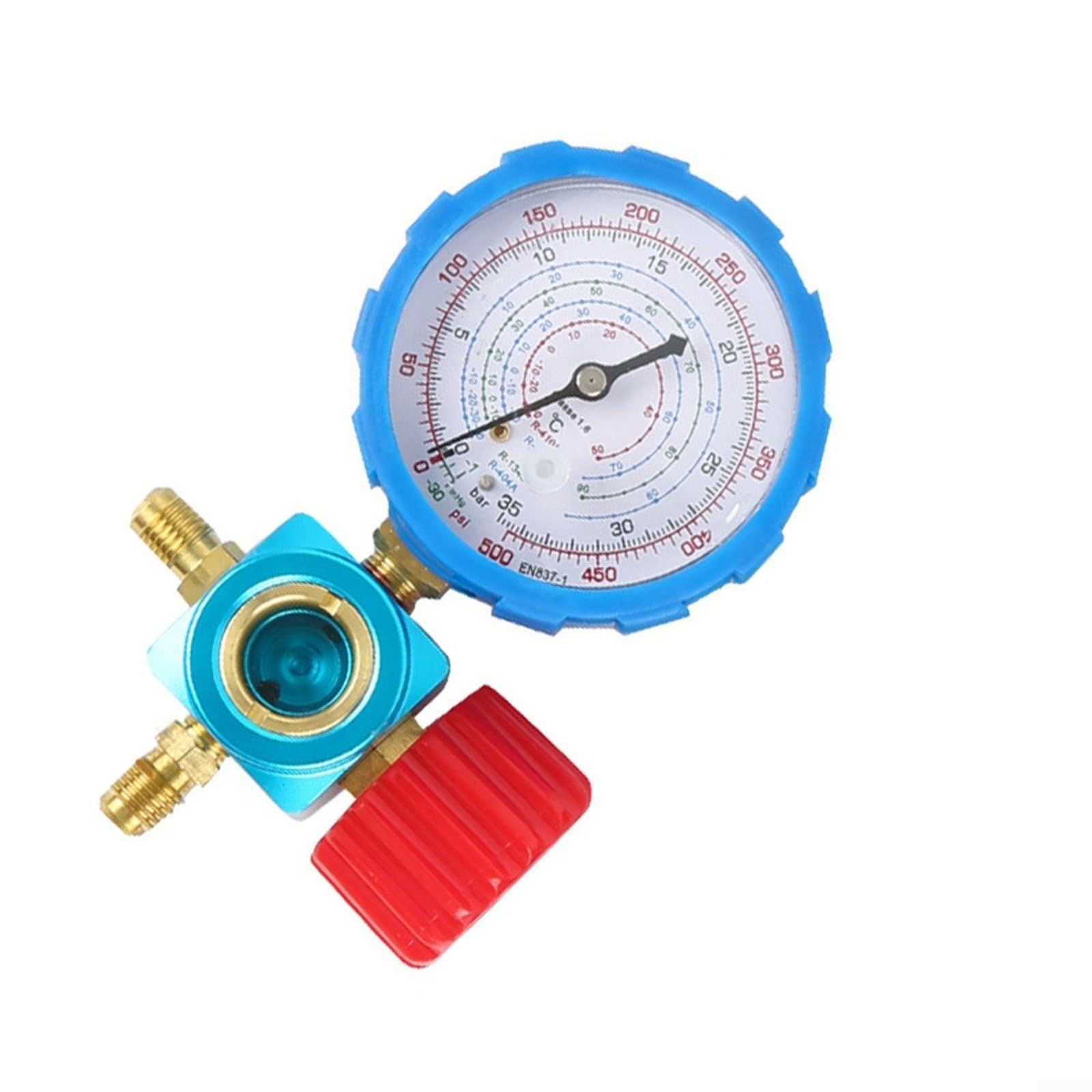Manomètre basse pression AC avec verre de visée pour R22 R134a R410A R404A, port 6,35 mm, plage de -30 à 500 PSI pour chargement CVC