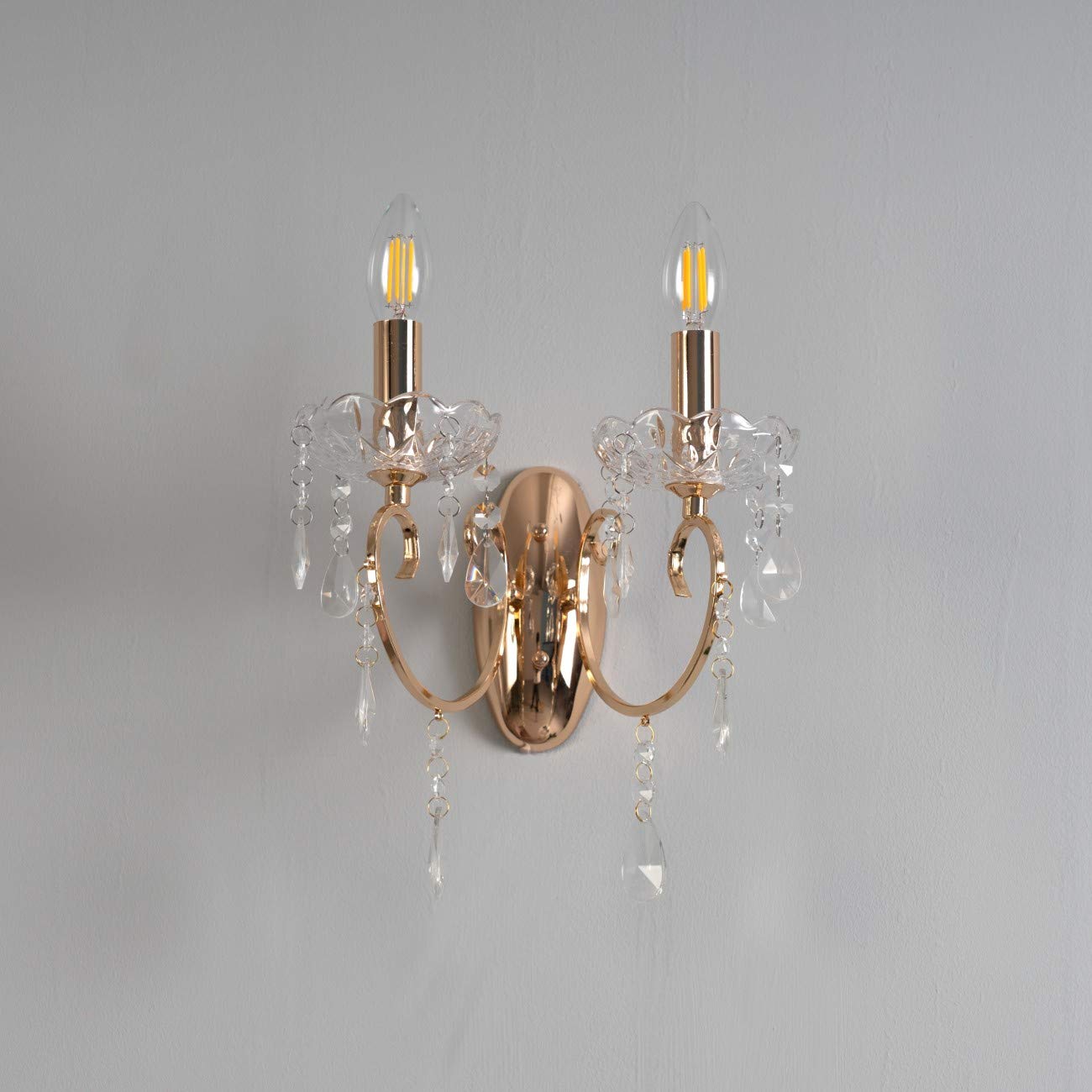 KosiLight – barroco lámpara de pared – 2 luces de cristal oro Pavia