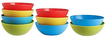 Heart Home Plastic 9 Pieces Mixing Bowl Set - 1350 ML (Multi) -CTLTC10666 CTHH12139