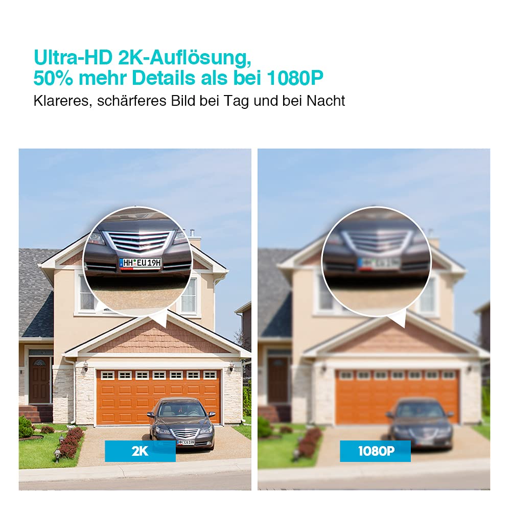 HiKam A9 2023 Gen, PT Überwachungskamera Aussen mit Personenerkennung, Ultra HD 2K Auflösung, Kabellose IP WLAN Outdoor Kamera Schwenkbar mit Sirene, Nachtsicht, 2-Wege Audio,App,IP66 Wasserdicht
