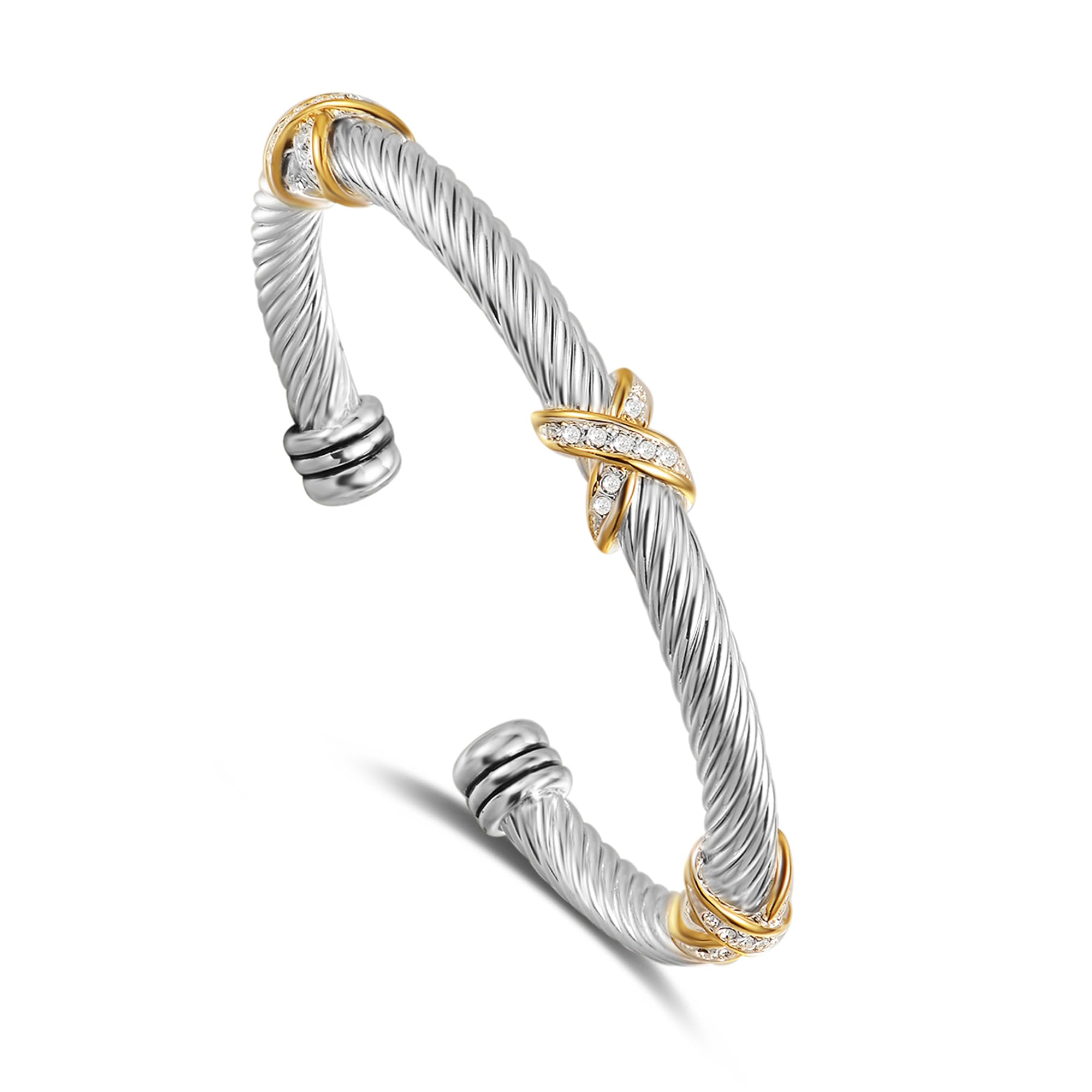 UNY Jewel Bracelet Designer Brand Inspired Women Jewelry 4.5mm Thin Twisted Cable Wire Bangle Gem Stone Christmas Day Gift