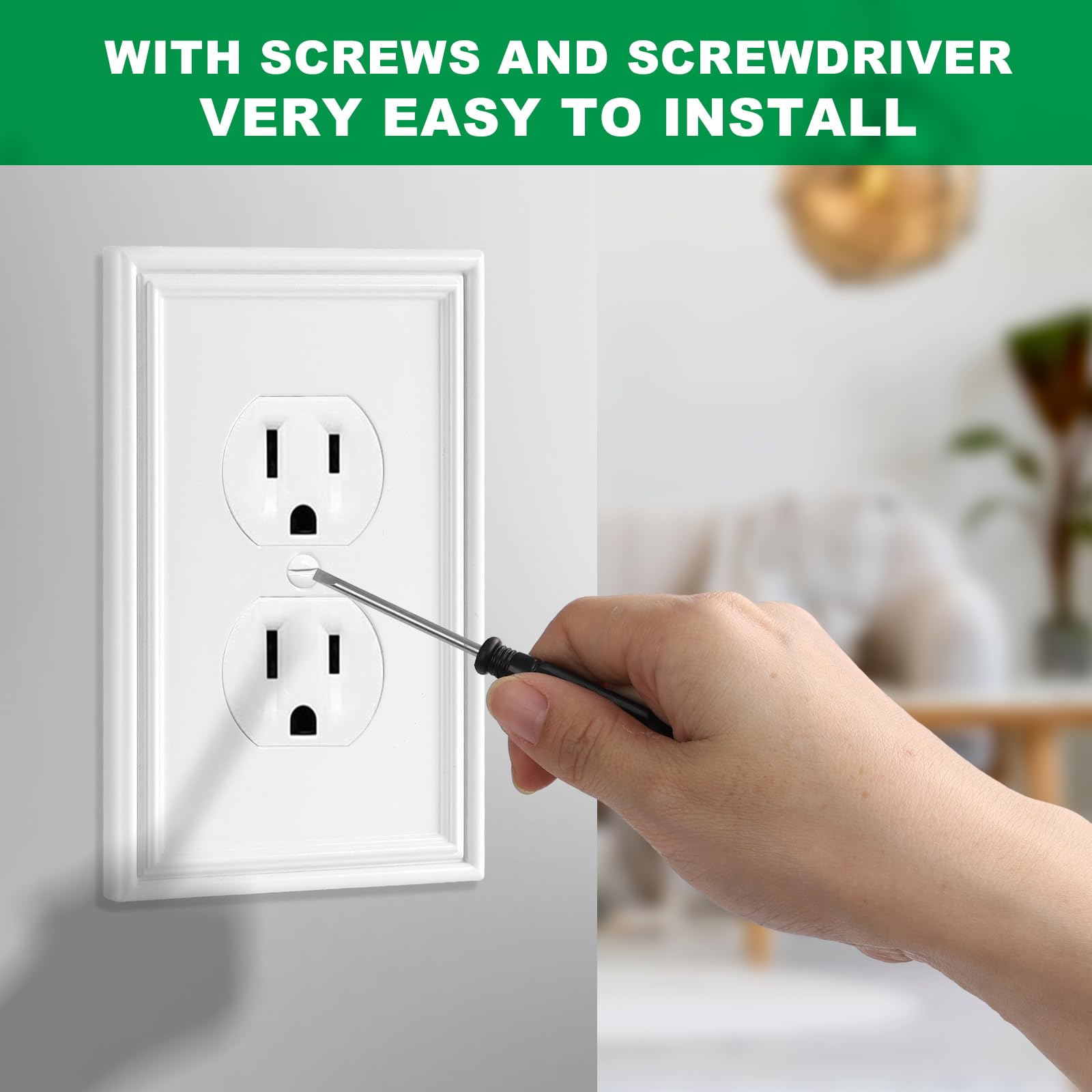 White Modern Outlet Covers - 4 Pack -6 White Modern Outlet Covers - 4 Pack -6