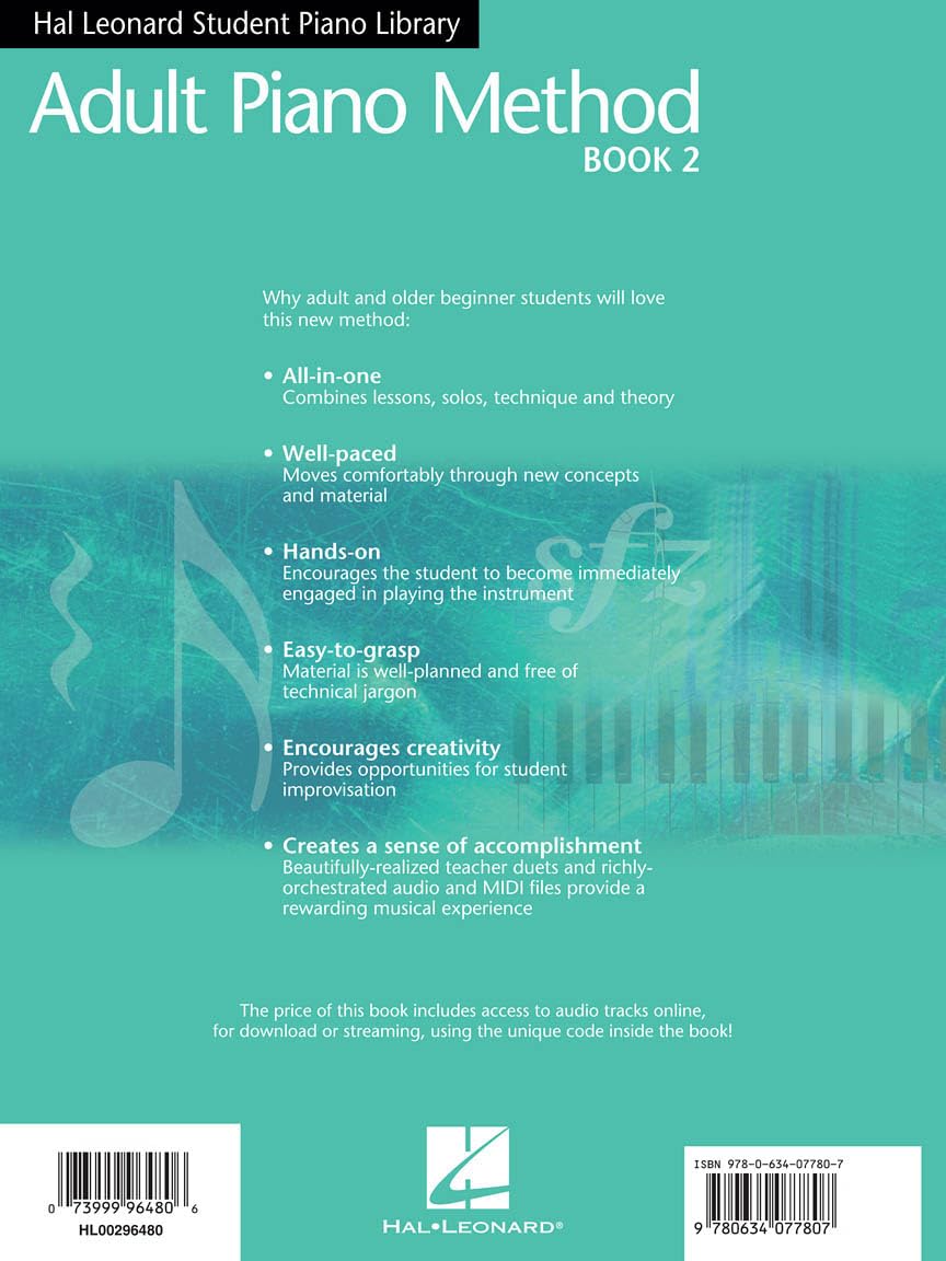 Adult piano method book 2 piano +enregistrements online: Us Version: 02 (Hal Leonard Student Piano Library)