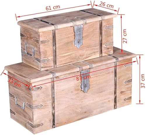 Miniatura 8 de CHARMMA R - 2 cofres de almacenamiento de mantas de madera para dormitorio caja de almacenamiento del tesoro esperanza gabinete de almacenamiento de