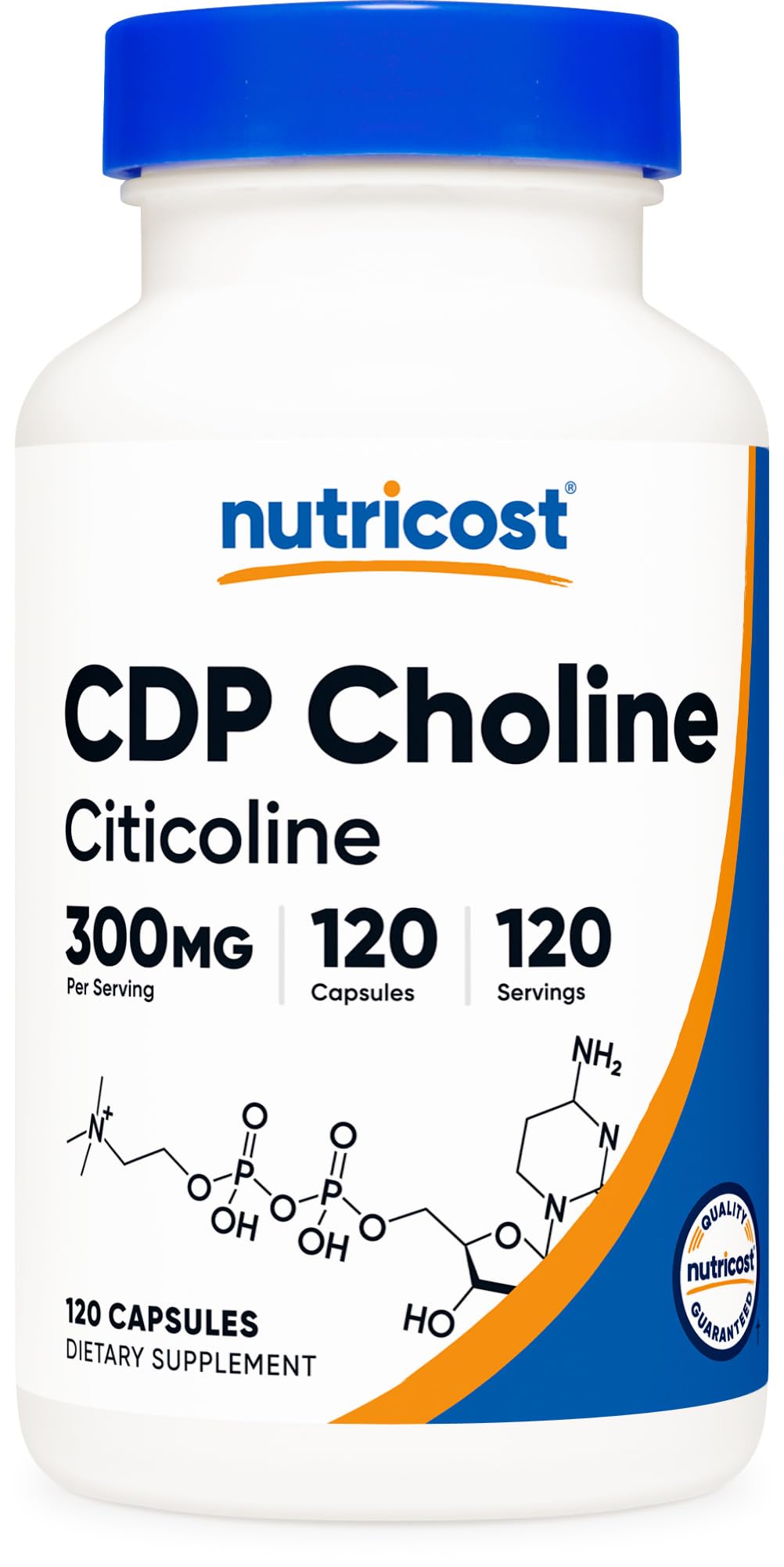 Nutricost CDP Choline (Citicoline) 300mg, 120 Veggie Capsules - Non-GMO, Vegan Friendly, Gluten Free