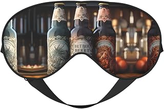 Print Soft Eye Mask - 3 Beer Bottles Travel Side Sleeper Mask Adjustable Elastic Band, for Men Women Nap
