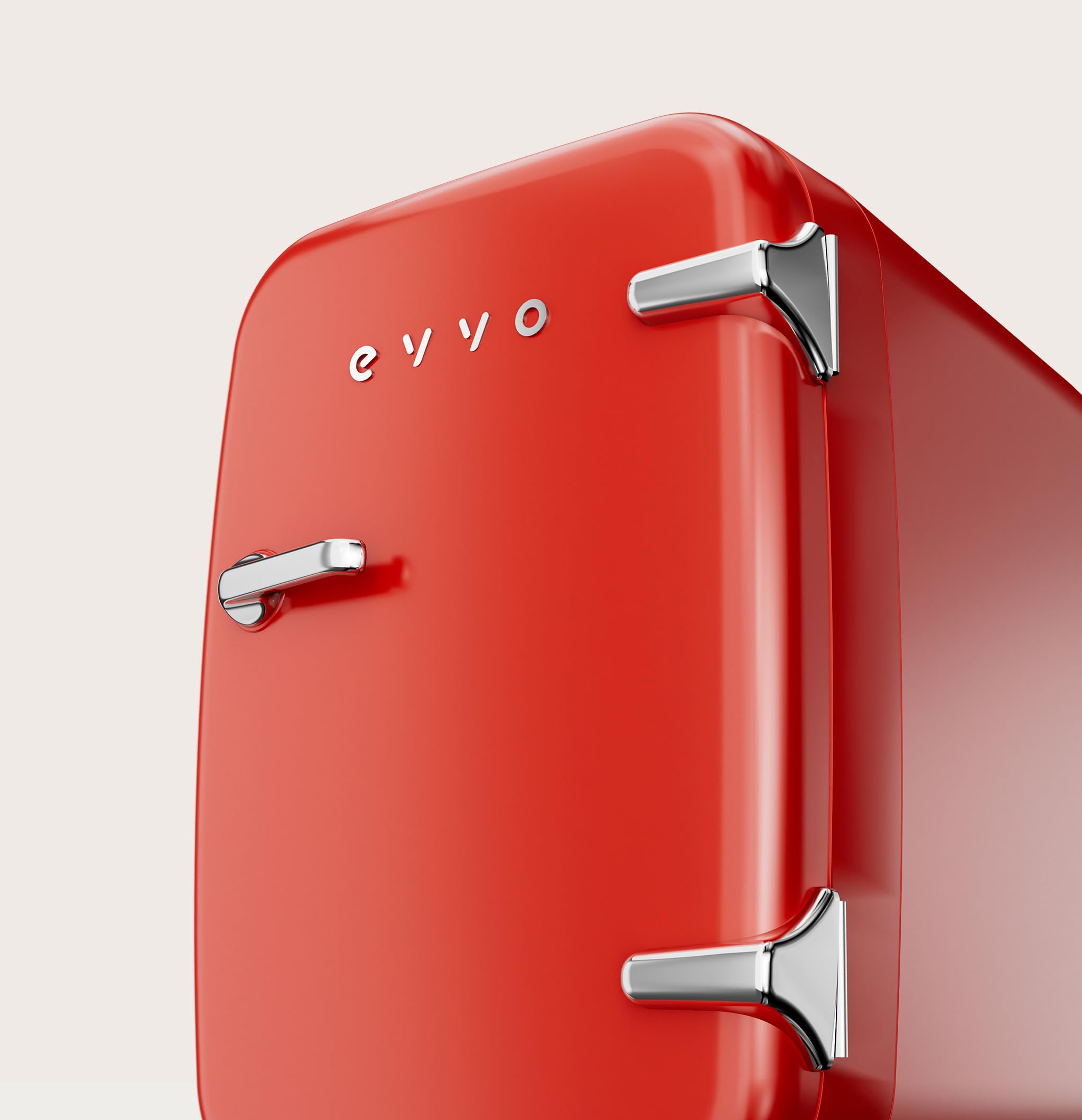 EVVO F4 Mini Frigorifero Retrò Rosso 4L - Mini Frigorifero per Creme, Trucco e Bellezza | Mini Frigorifero Portatile per Stanza, Ufficio e Auto | Funzione Fredda e Calore | Silenzioso | 12 V/220 V
