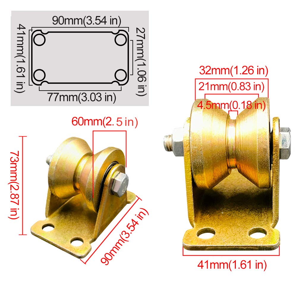 2 V-Nut-Lenkräder aus Stahl, robuste Hochleistungsräder, Richtungslaufrolle mit Scheibenlaufwerk, Doppellager, Gold, für Industriemaschinen, Schiebetüren, Rolltore, Drahtseilschienen