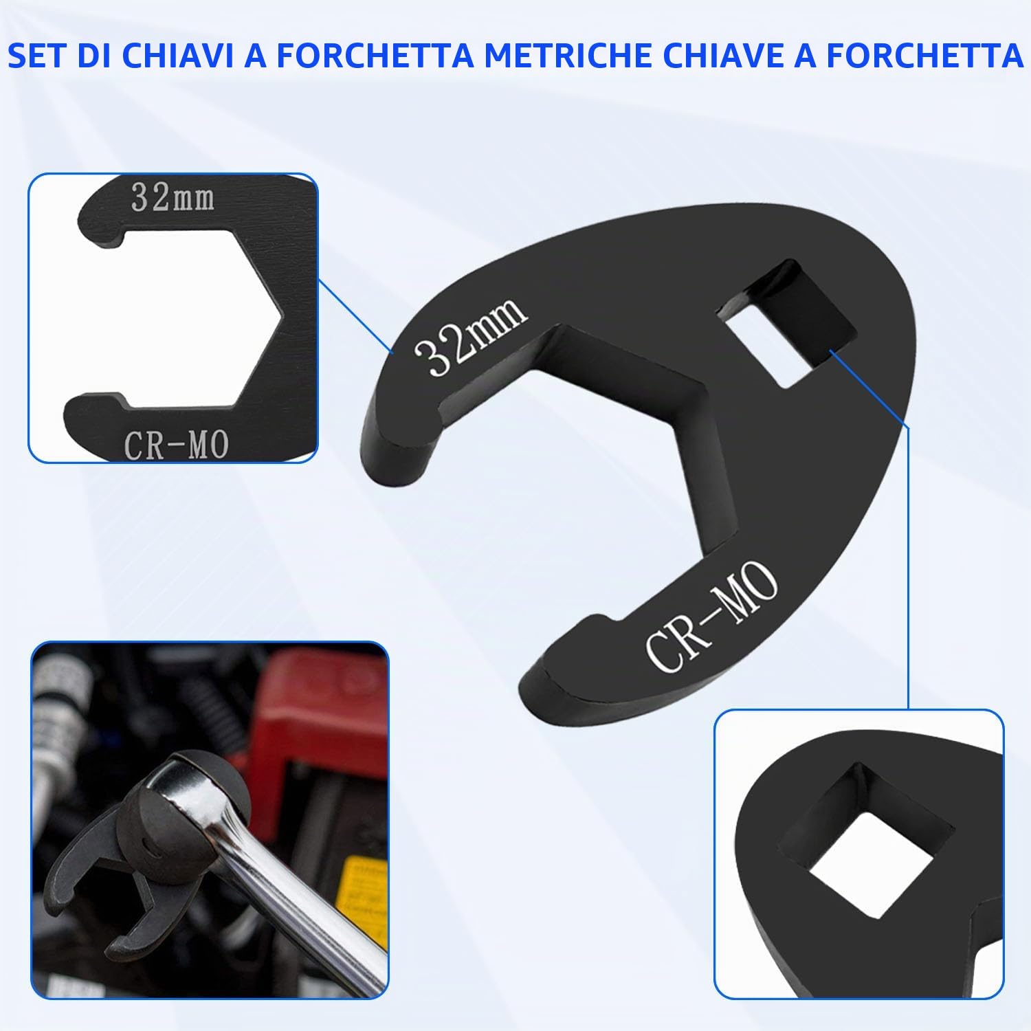 ZKTOOL 19 Strumenti metrici, Set di Chiavi per Dadi Svasati Jumbo da 3/8" e 1/2", Set di Chiavi a Forchetta per Chiavi ad Artiglio, Misura da 8 a 32 mm, Set di Chiavi per Dadi Svasati a Cricchetto
