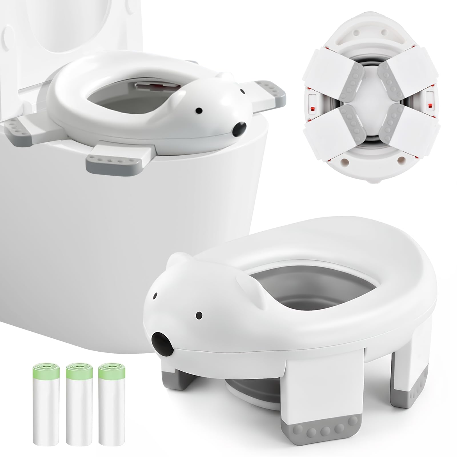 Vasino Per Bambini, Vasino Portatile Per Bambini Da Viaggio, 2 in 1 Toilette Pieghevole Bambini, Sedile WC per Bambini Per Addestramento Per Bambini, Riduttore WC Bambini