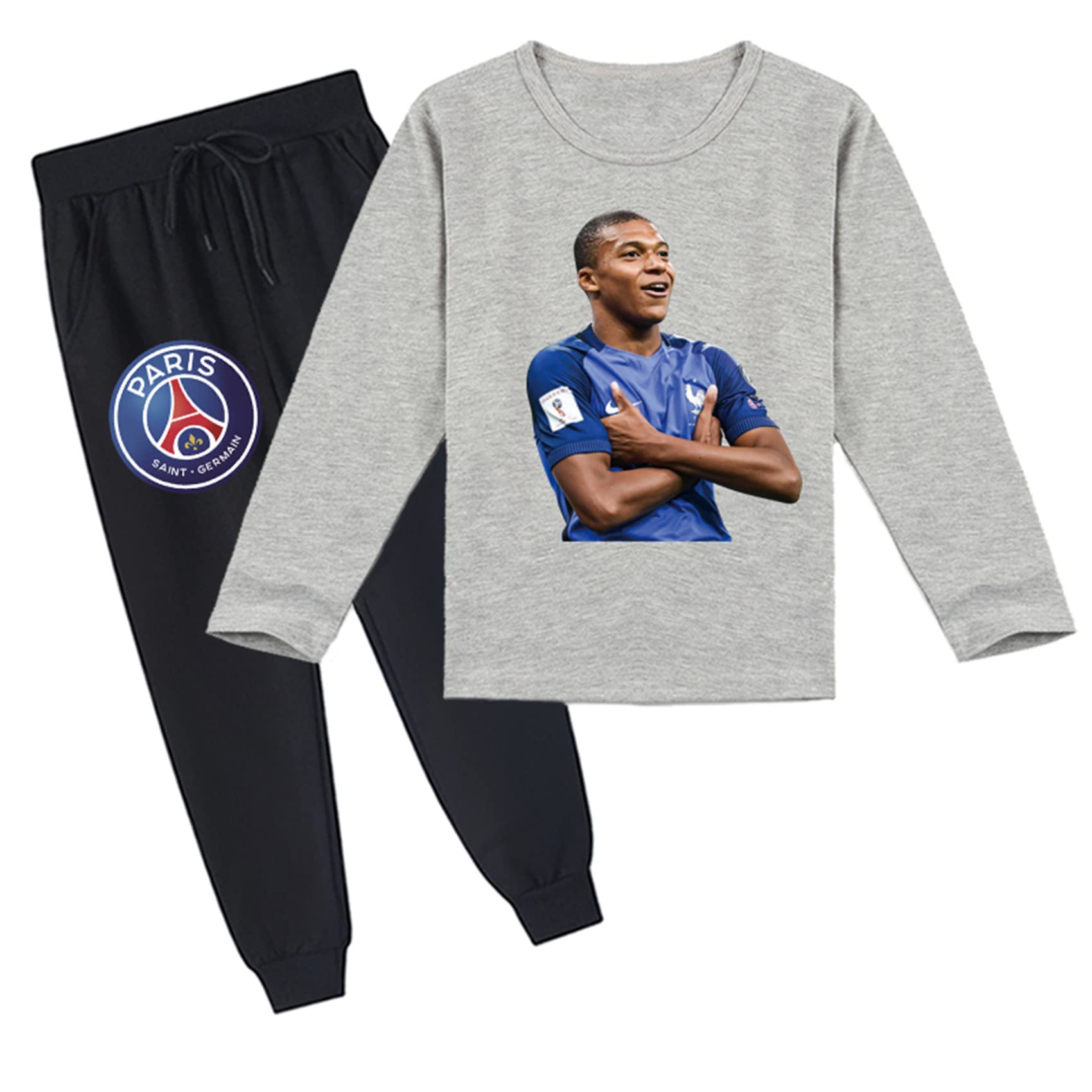AteeCP Boy Girls Mbappe Graphic Crewneck Sweatshirt and Jogging Pants-PSG Novelty Pullover Tracksuit Clothes Set