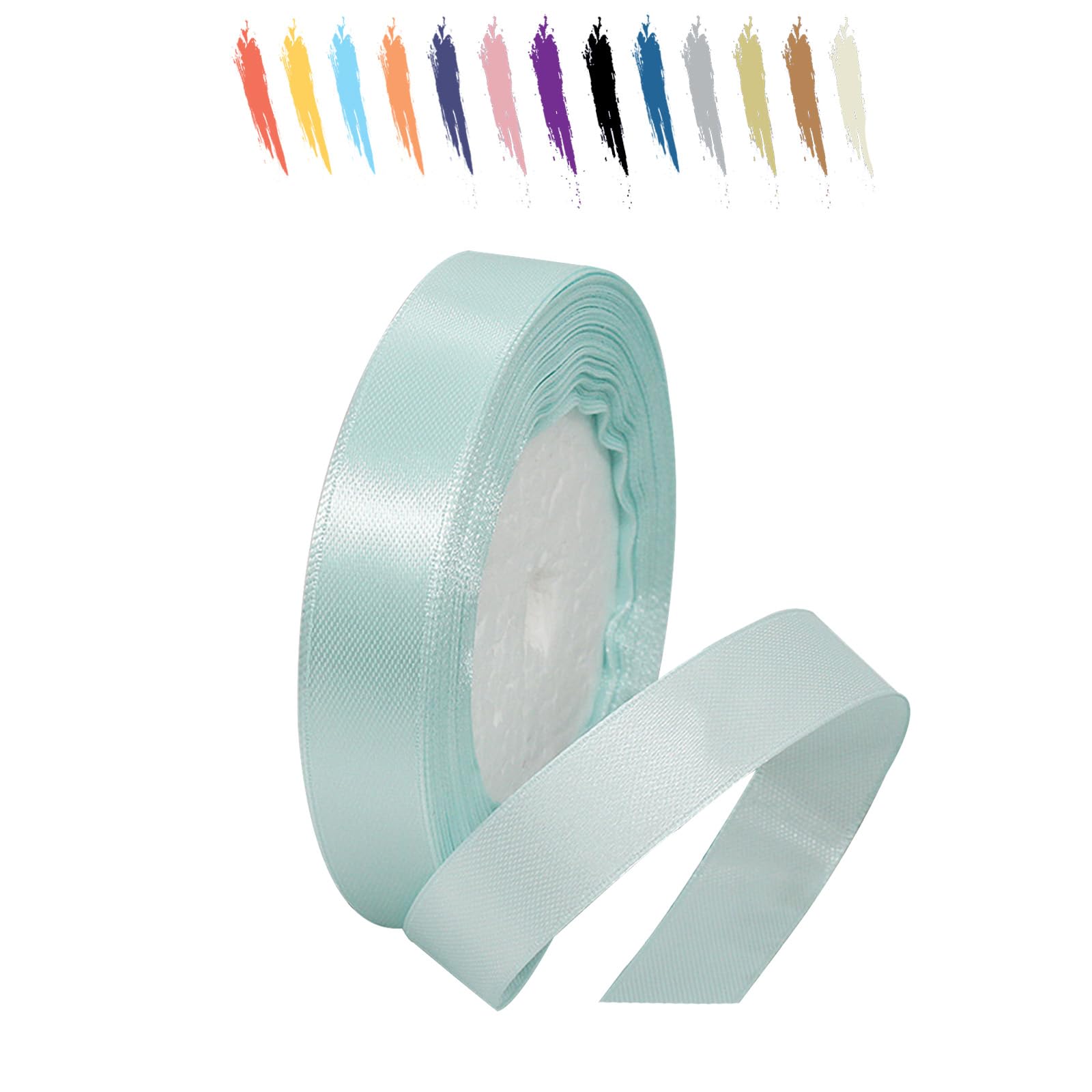 Ruban De Satin Pour Bébé - 10 M X 15 Mm - Bleu Clair - Pour Cadeaux, Naissance, Baptême