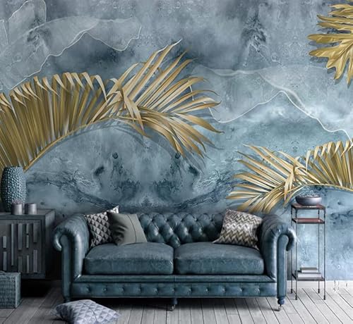 XDOUBAO Papel tapiz 3D con hojas doradas, papel tapiz para sala de estar, papel tapiz para pared, decoración del hogar, 3D, 150 x 105 cm