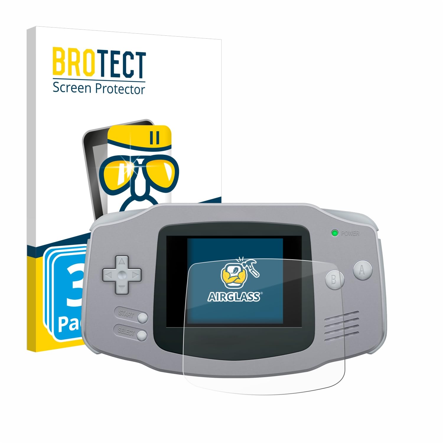 brotect Glass Screen Protector Film compatible with Nintendo Gameboy Advance GBA (3 Pack) - Glass-Foil 9H Protection [Scratch Resistant, High Clarity]