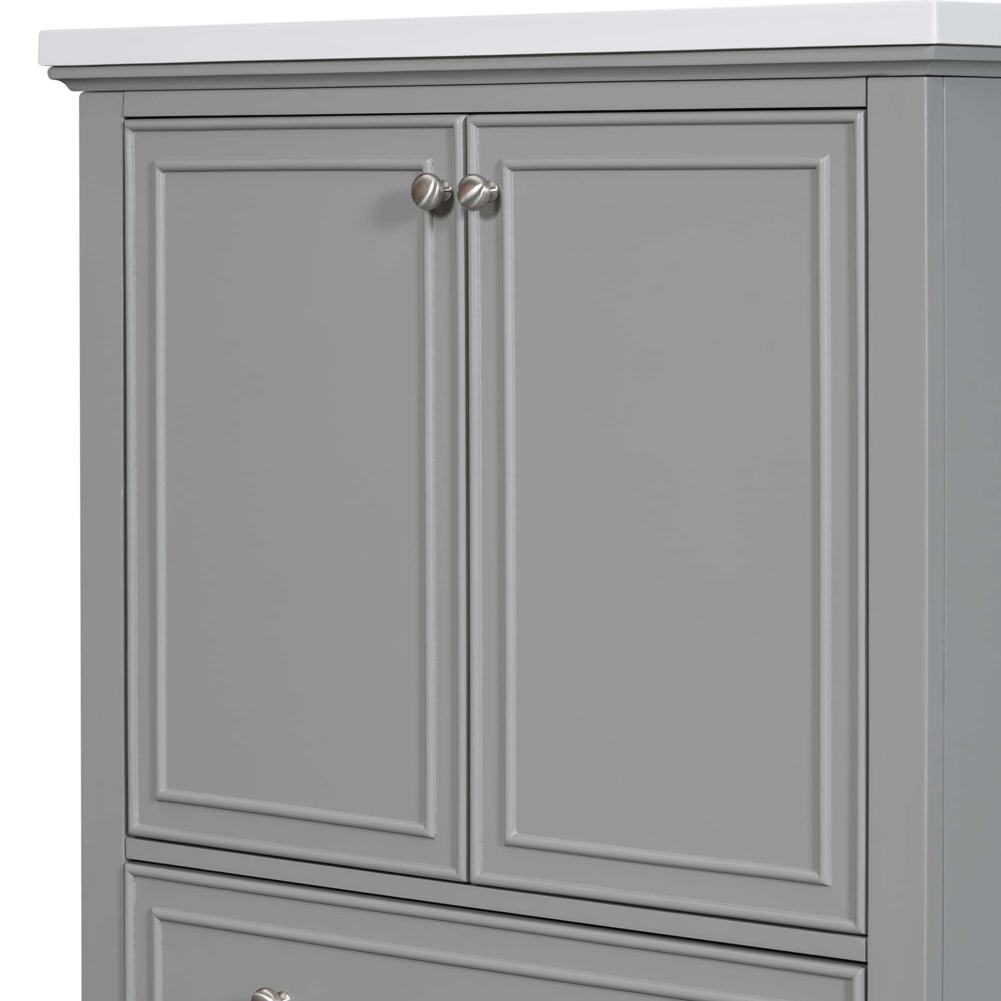 Wekuku 30 Inches Grey Bathroom Vanity with Sink Combo, Multi-Functional Cabinet with Doors & Drawer, Solid Frame & MDF Board, Stylish Storage Solution for Bathrooms (Old SKU: Sy999606aae)