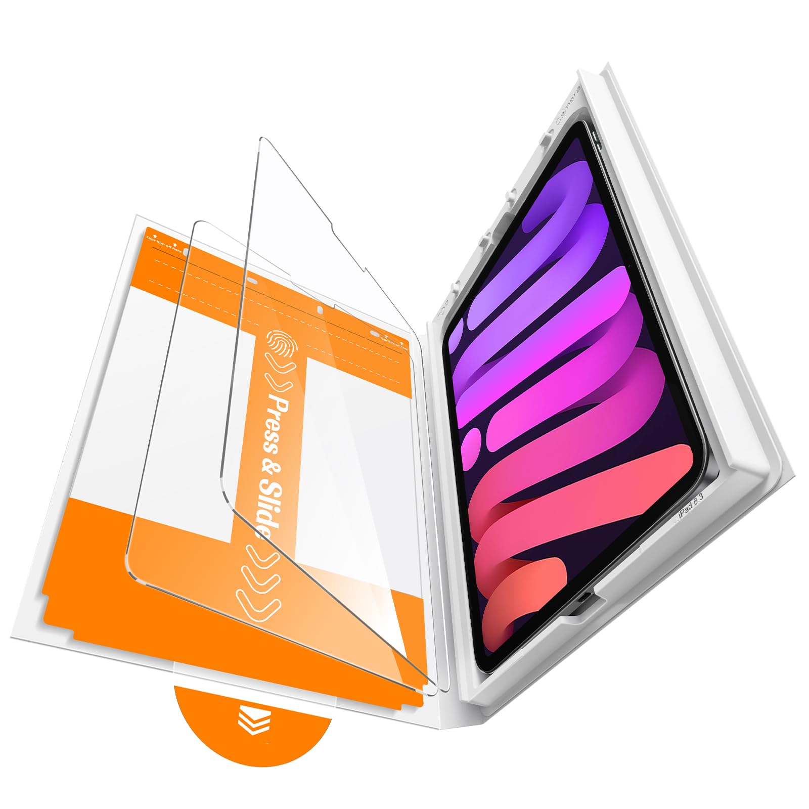 iGluz 2 Pack for iPad Mini 8.3"(A17 Pro 7th/6th Gen 2024/2021) 9H+ Tempered Glass Screen Protector with Easy-Install Box[12FT Grade Shatterproof] Apple Pencil Compatible,HD Clarity,Scratch Resistant