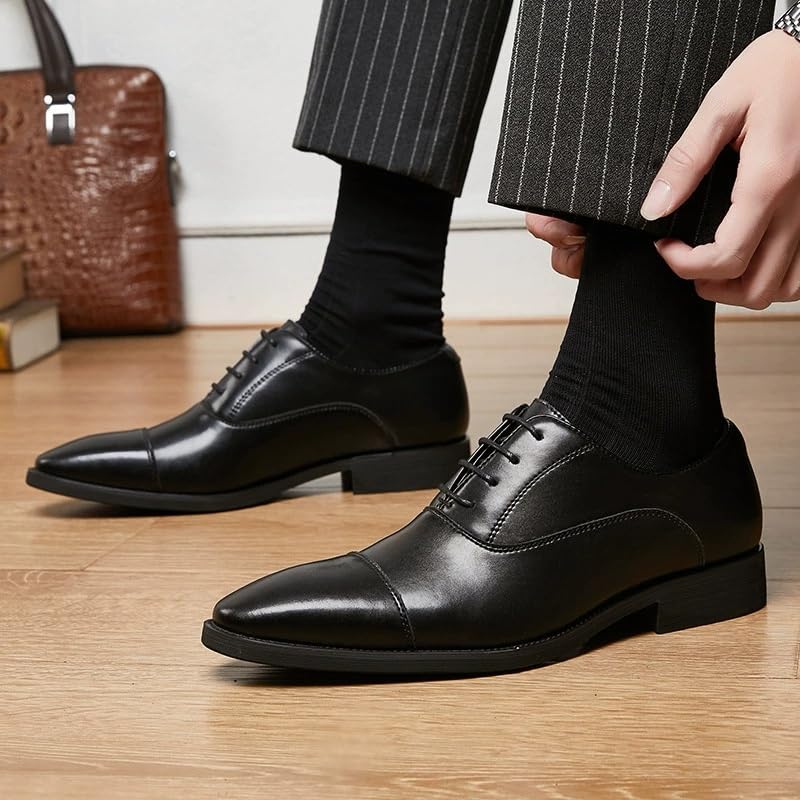 Business Men Dress Shoes Soft Sole Oxford Lace-Up Pointed Toe Formal Shoes2