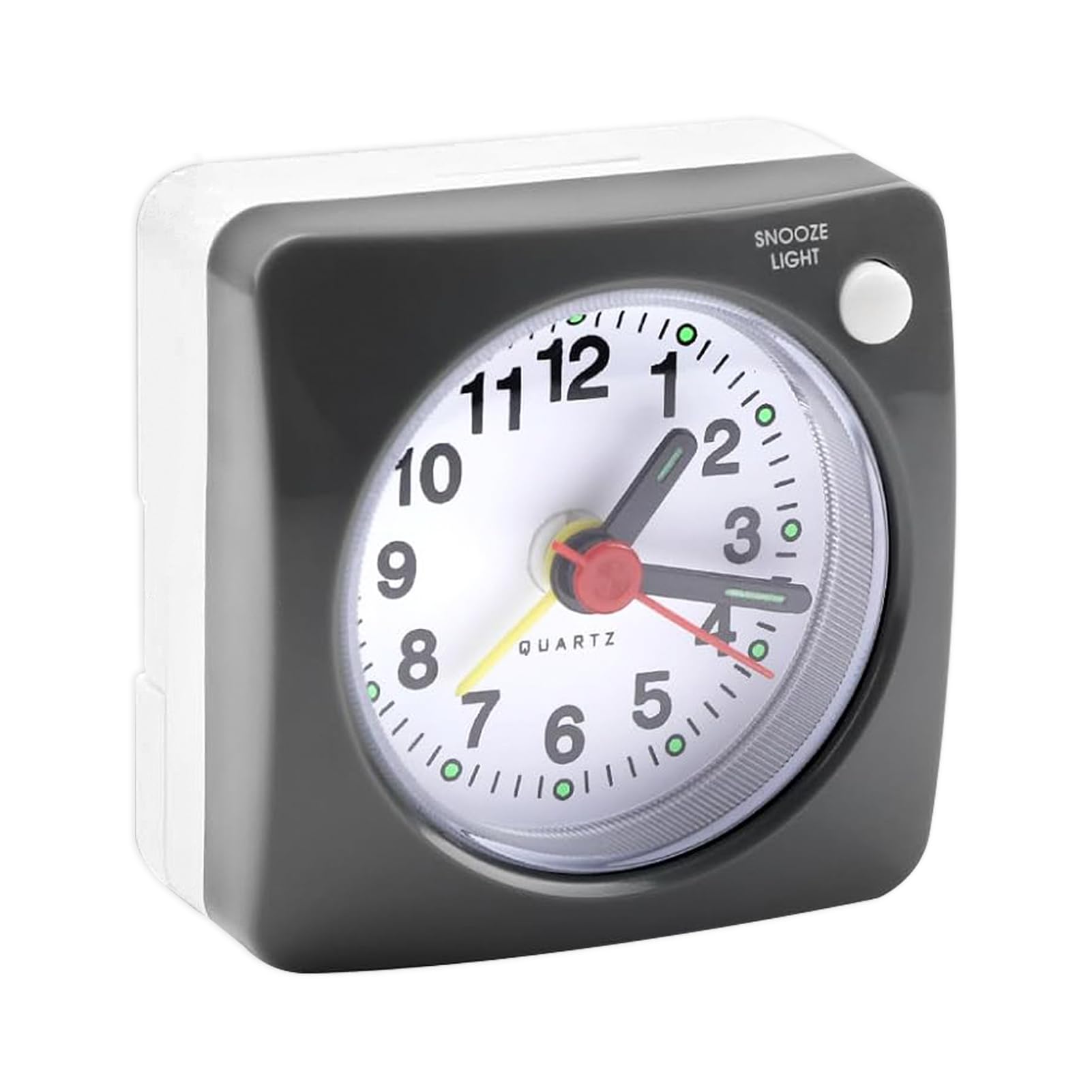 Alarm Clocks Bedside, Travel Alarm Clock Small, Silent Analog Non Ticking Clock with Snooze Nightlight & Glow in the Dark Feature, for Heavy Sleepers, Large Display, Portable for Travel, Grey (6cm)