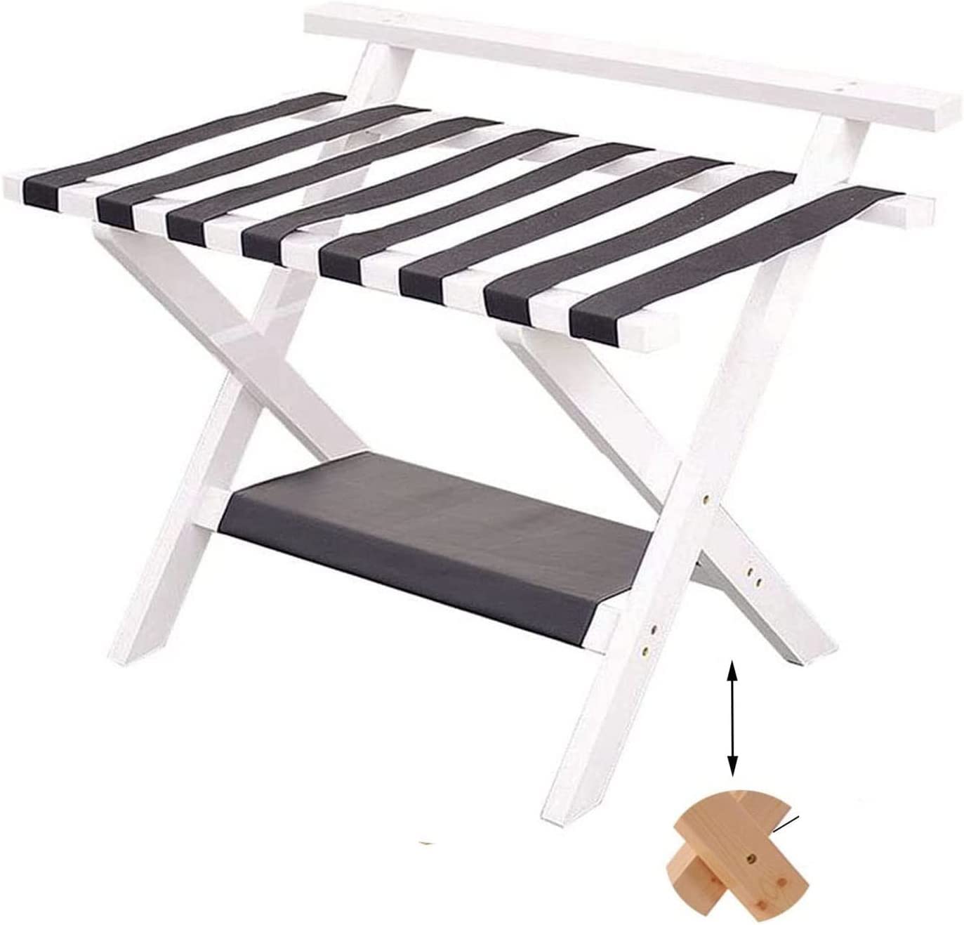 MSHGSKU Hotel Room Foldable Luggage Rack Suitcase Holder, Luggage Rack Compartment Case Backpack, Luggage Rack Made Of Solid Wood,White