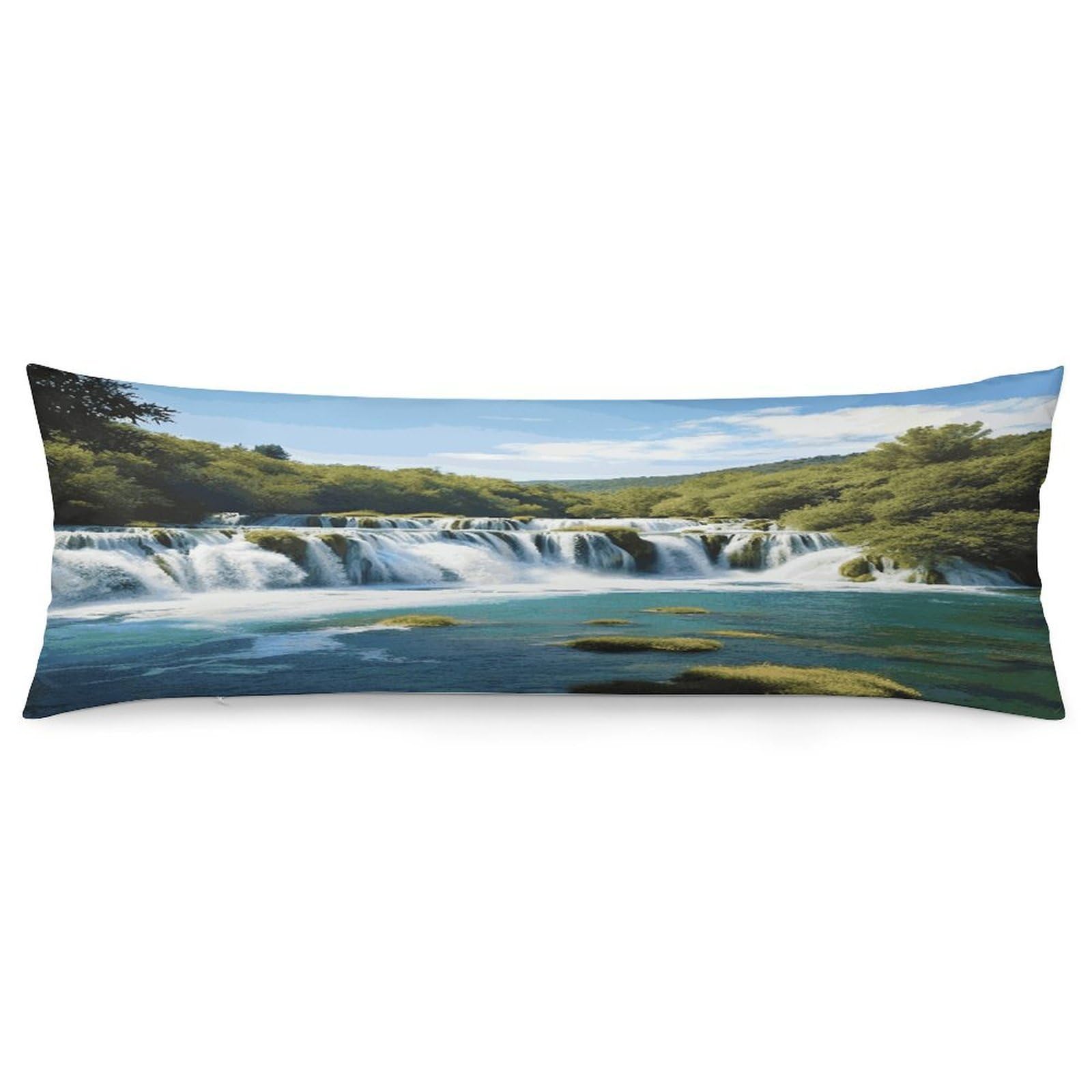 Waterfalls on Krka River Pillowcase Long Body Pillow Cover Soft Decorative Body Pillow Case Breathable Large Pillowcase Cute Cozy Pillow Protector for Bed Sofa Couch Room 18.9 X 53 Inch