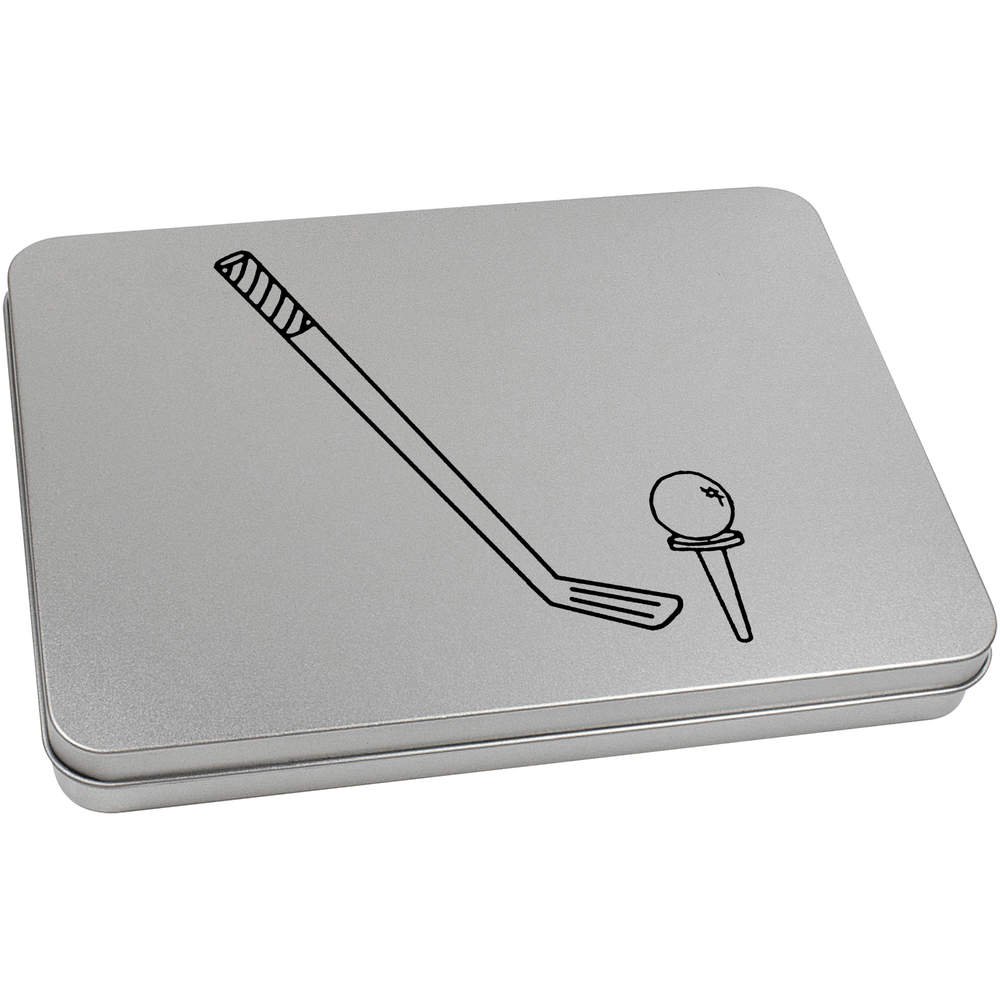 Azeeda 220mm 'Golf Club & Ball' Metal Hinged Tin/Storage Box (TT00078649)