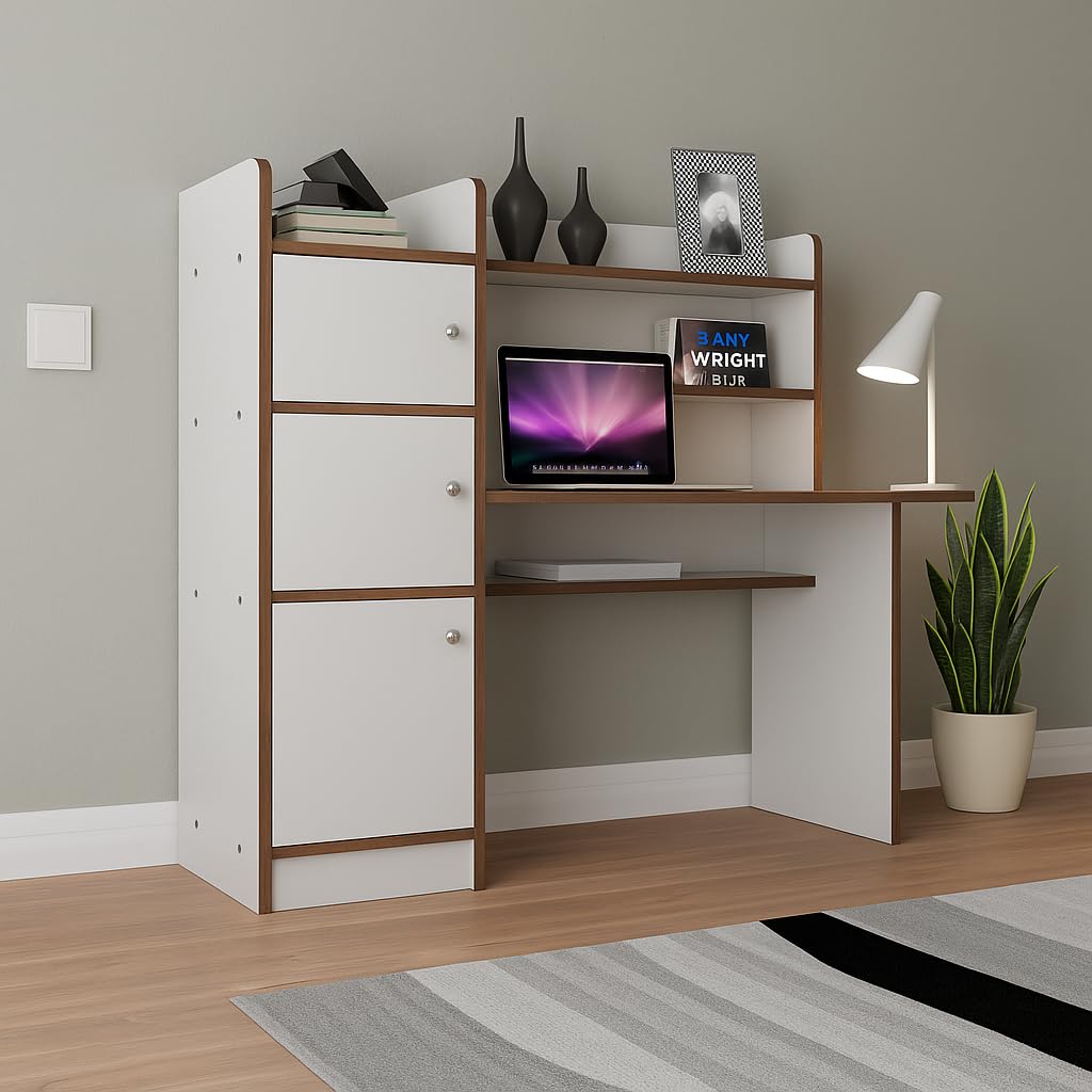 Amazon Brand - Solimo Phoenix Engineered Wood Study Table with Storage (White, 3-Door)-image-38