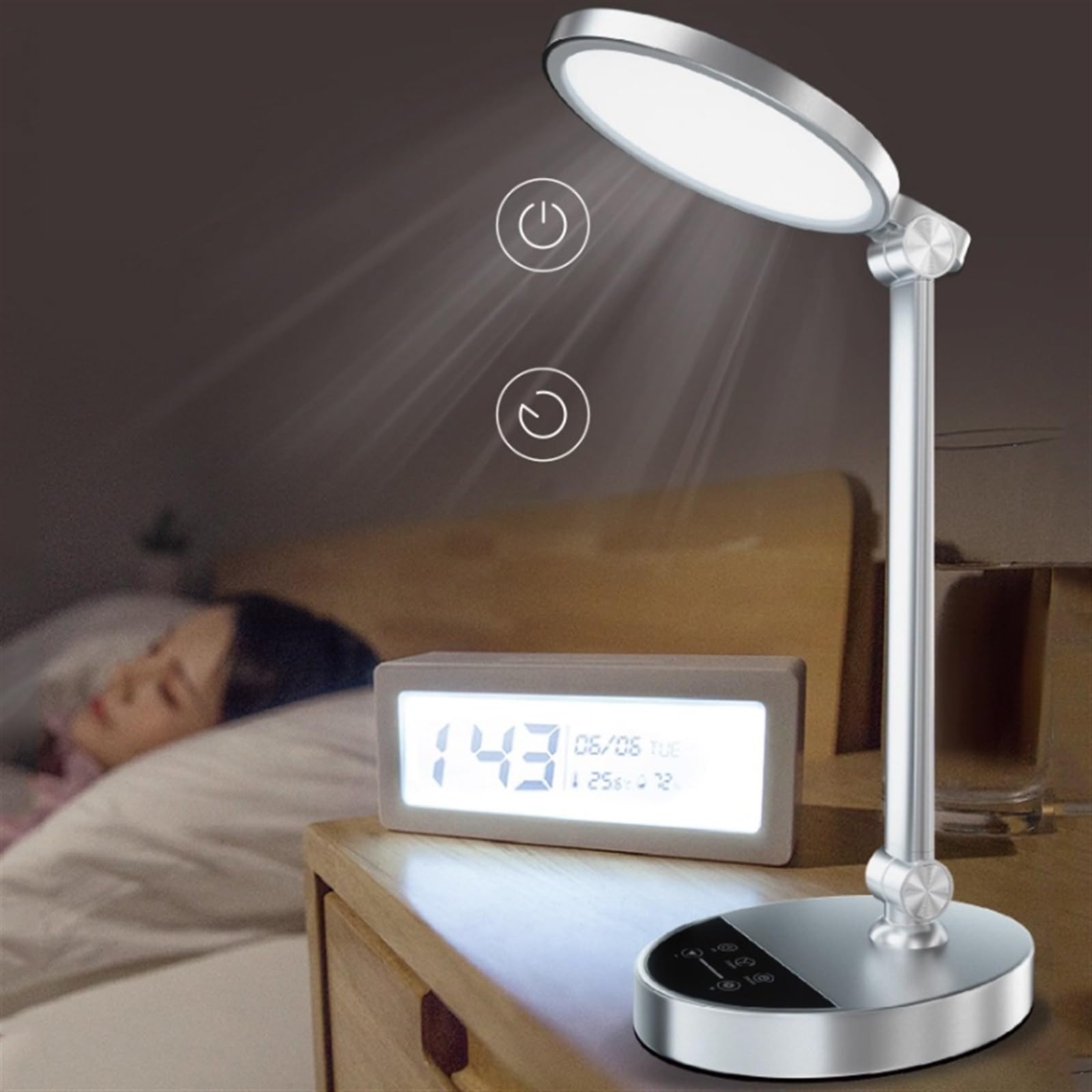 lampe de bureau Lampe de bureau, lampe de bureau LED en aluminium, 3 couleurs et 5 niveaux de luminosité, lampe de bureau à protection oculaire à intensité variable 15/17 W, commande tactile, minuteri