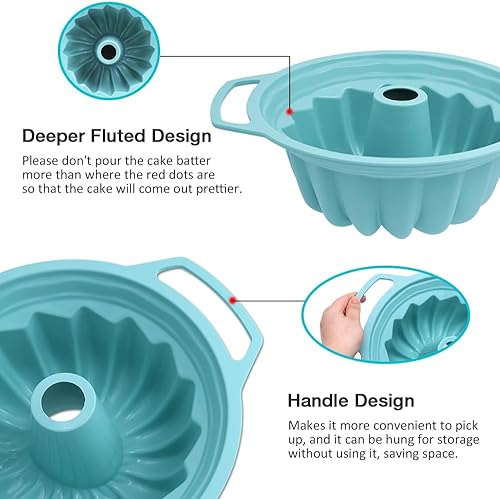 Miniatura 4 de Molde de silicona de gran tamaño con asa, molde de silicona para hornear estriado, molde de silicona para hornear fácil de limpiar, ideal para