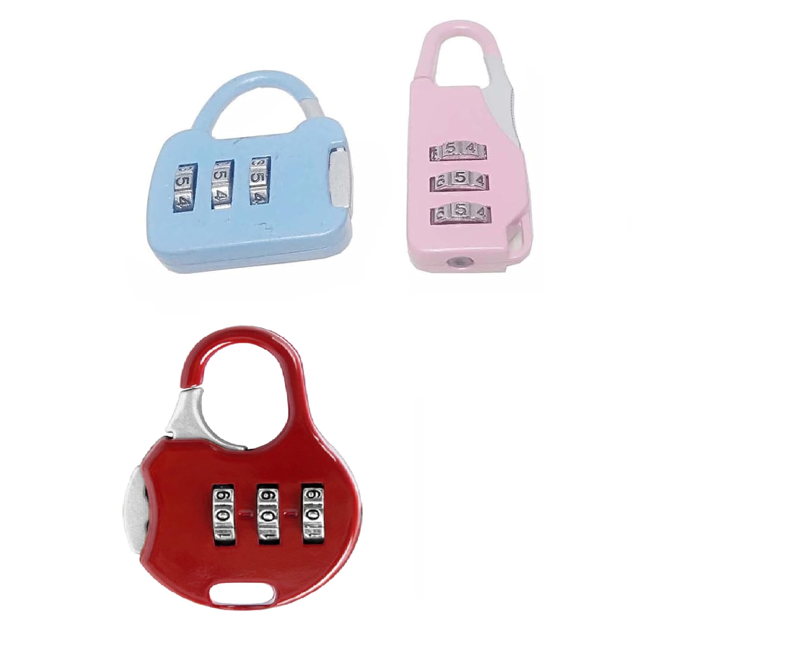 Portable Luggage Lock 3 Digit Code Number Padlock Sliding Combination Travel Number Lock for Suitcase, Backpack, Lockers, Cabinet, Briefcase, Travel Bag, Gym, Laptop, Baggage Bag Pack of 3