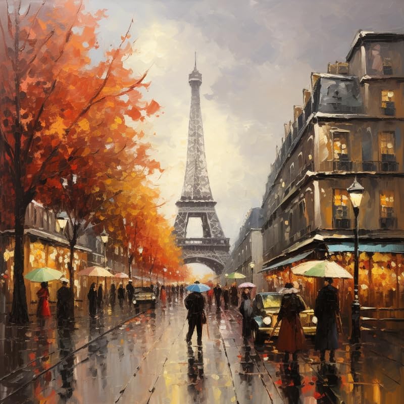 Kits de pintura de diamantes 5D por número para adultos, Torre Eiffel, Ciudad, arte de diamantes, pintura de diamantes, taladro redondo completo,