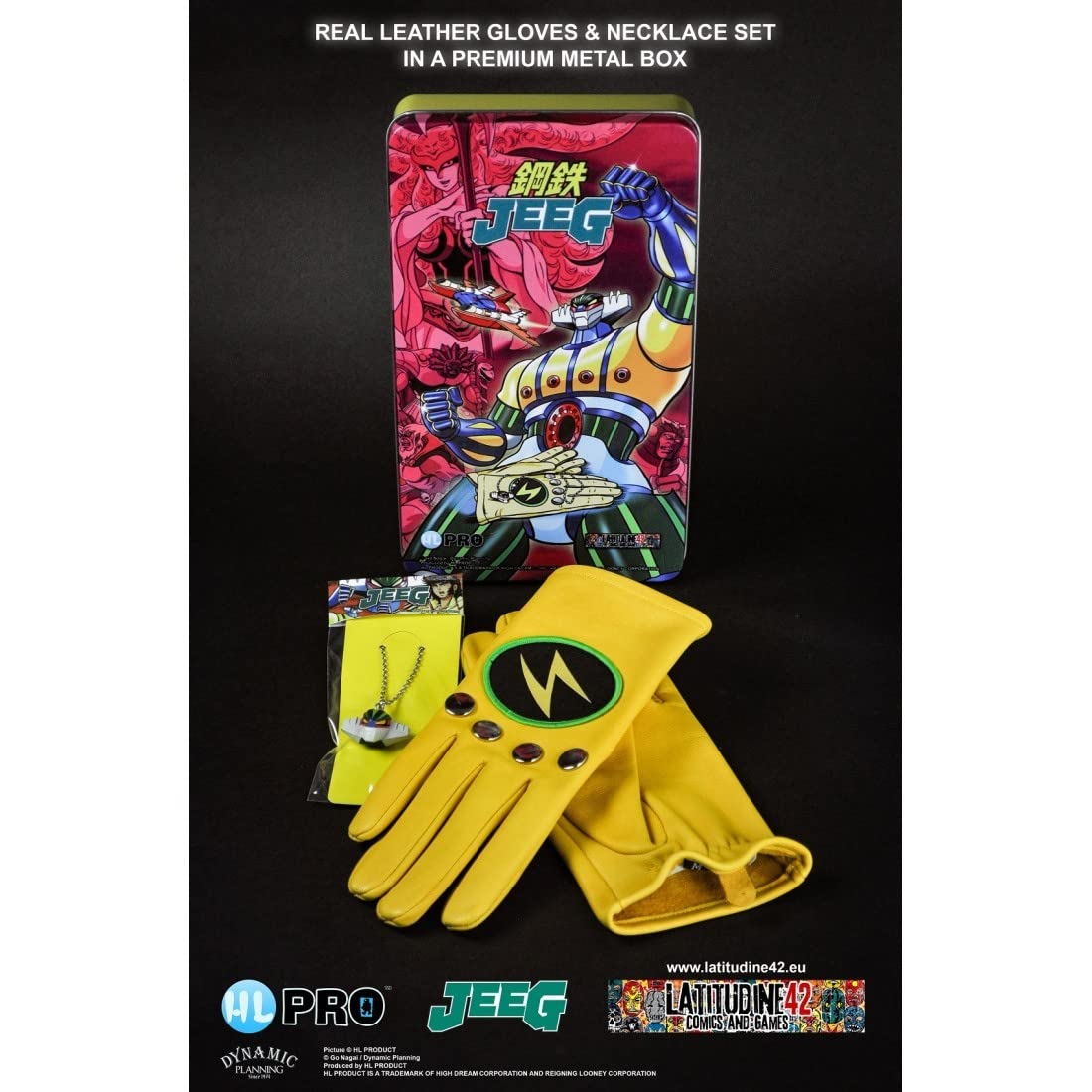 JEEG Robot d'Acciaio Metal Box Set Guanti/Collana Gloves/Necklace KOTETSU High Dream (Large)