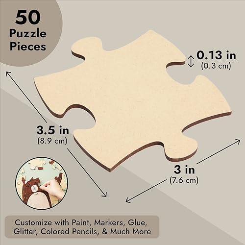 Miniatura 4 de Bright Creations Piezas de rompecabezas en blanco - 3 x 3.5 pulgadas, MDF marrón, paquete de 50 - Piezas de rompecabezas de madera para manualidades