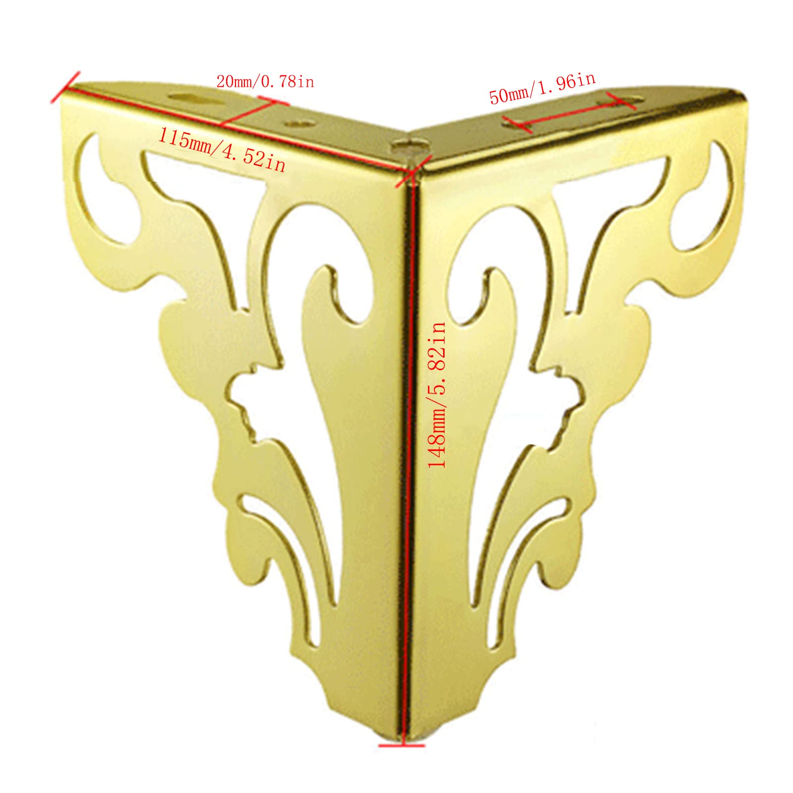 SRHIMEOS Pieds De Meubles en Métal, Lot de 4 Pieds De Table à Fer avec Vis,Remplacement Pieds De Lit Métallique pour Canapé Chaise Cabinet Fauteuil Armoire Meuble TV (Gold Height 15cm/5.90in)