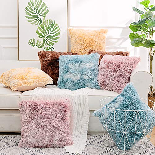 Image of Faux Fur Throw Pillow Covers for Couch Decorative Pillows 20x20 Inches